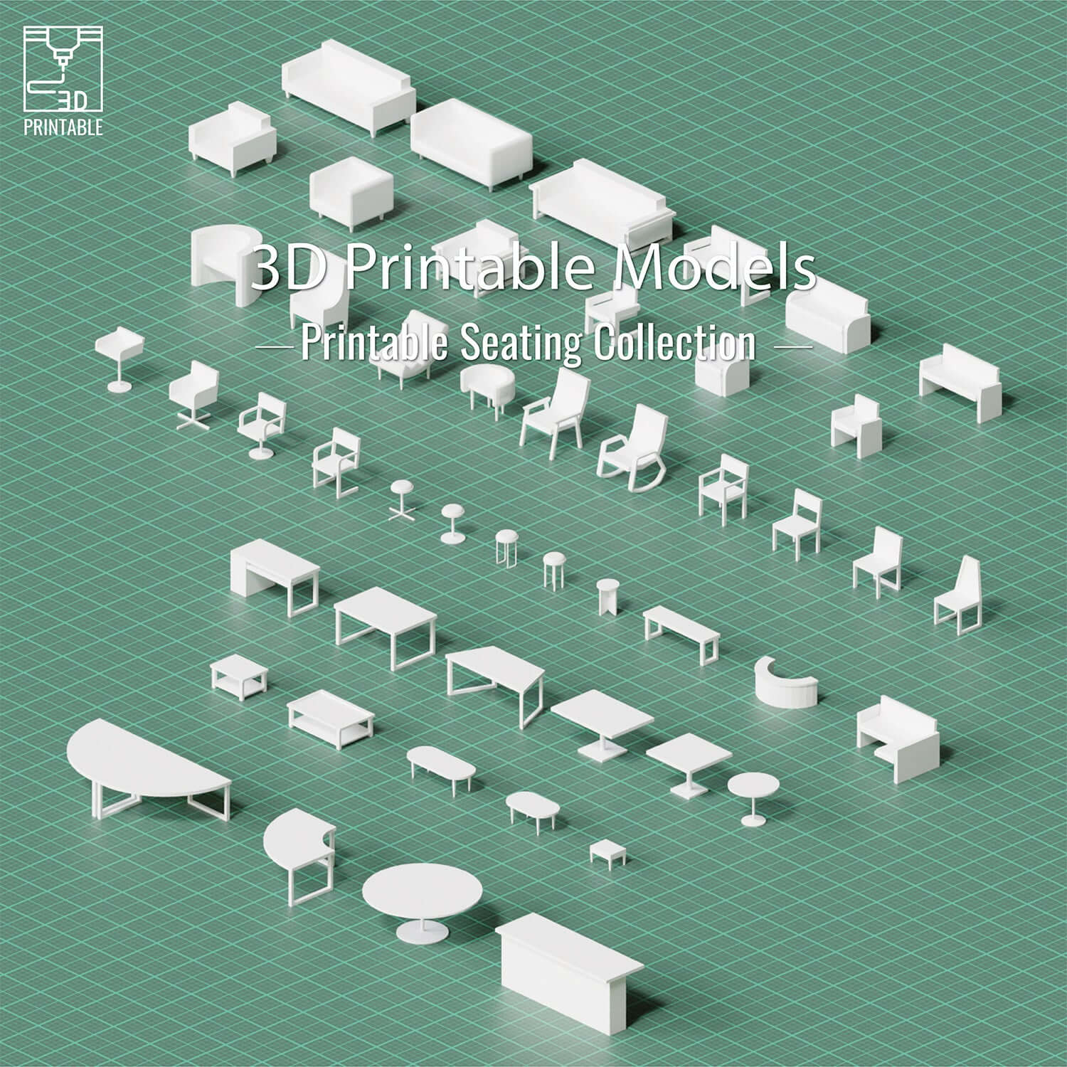 3D Model Printable Seating Collection Digital Artwork drawings | Toffu Co