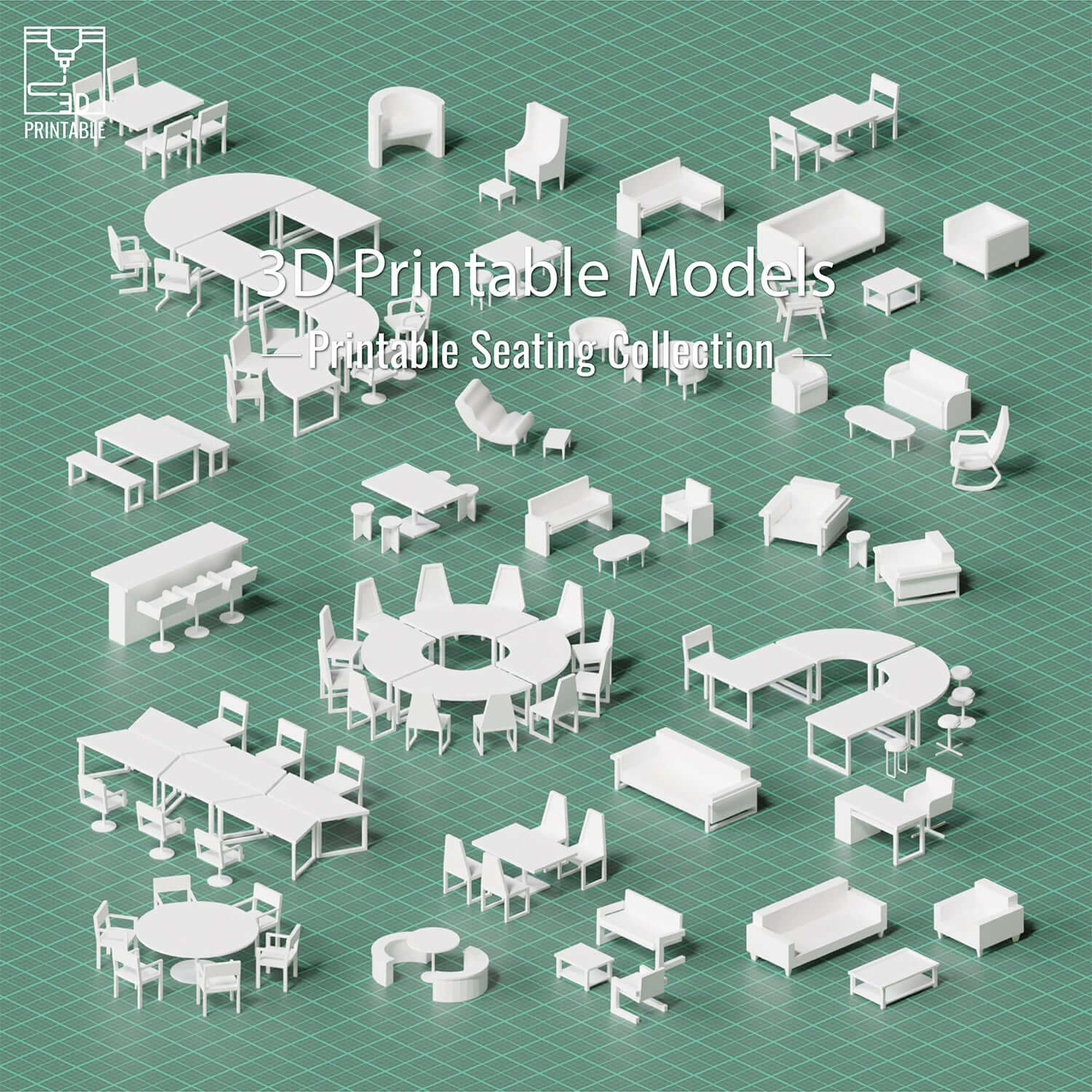 3D Model Printable Seating Collection Digital Artwork drawings | Toffu Co