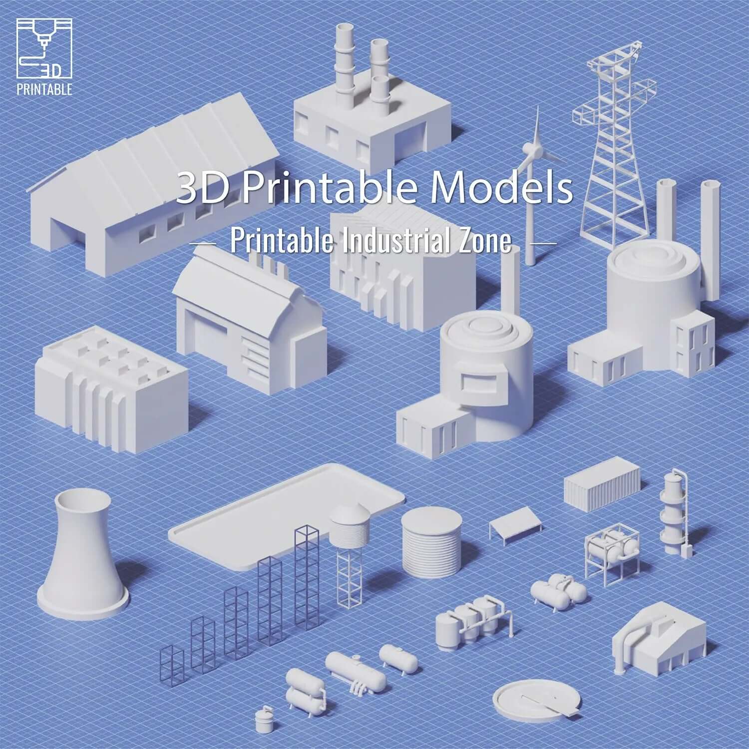 3D Model Printable Urban Industrial Zone Digital Artwork drawings | Toffu Co