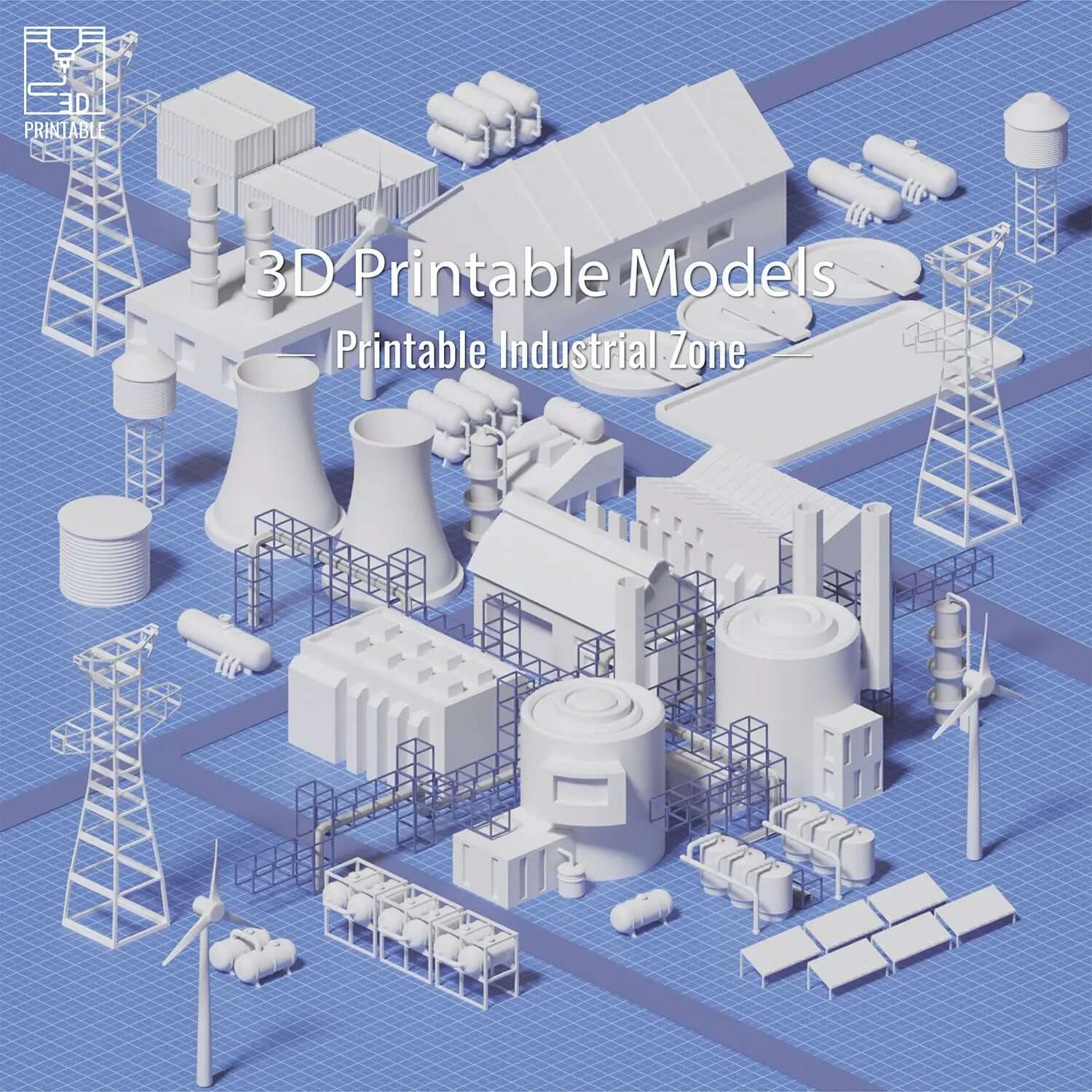 3D Model Printable Urban Industrial Zone Digital Artwork drawings | Toffu Co