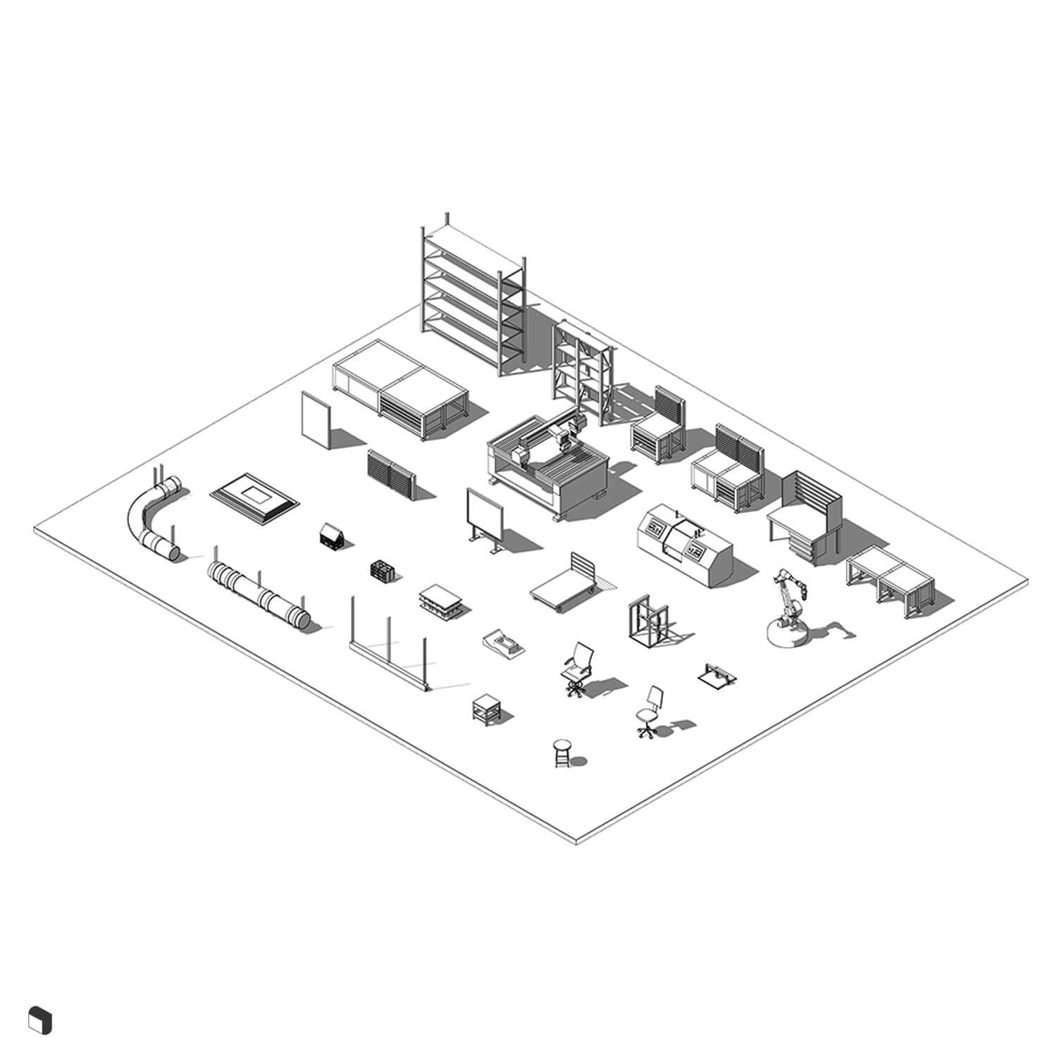 3D Model Revit FabLab Digital Artwork drawings | Toffu Co