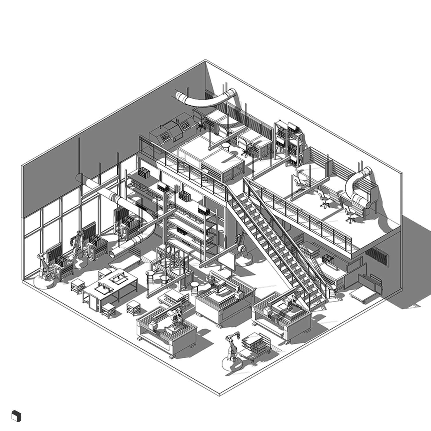 3D Model Revit FabLab Digital Artwork drawings | Toffu Co