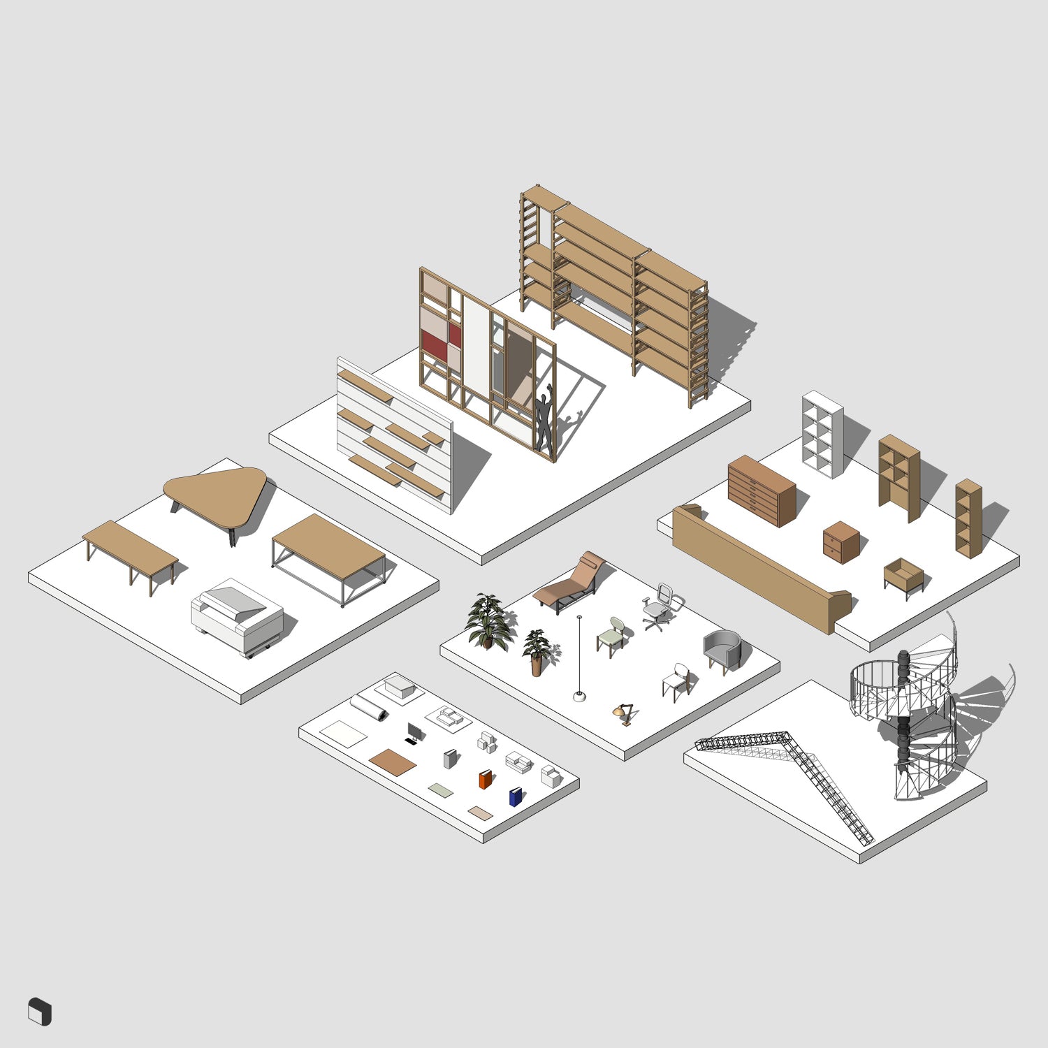 3D Model Revit Architect Office Meeting & Model Room | Toffu – Toffu Co
