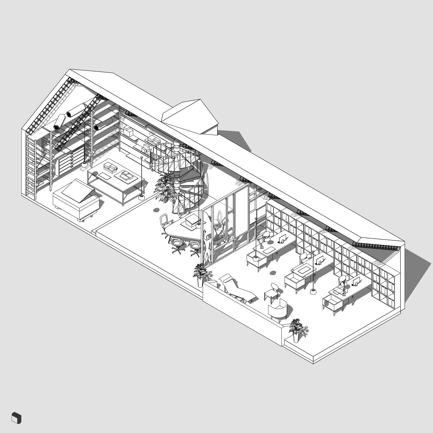 Architect Office Meeting & Model Room Revit 3D Model | BIM Asset | Toffu Co