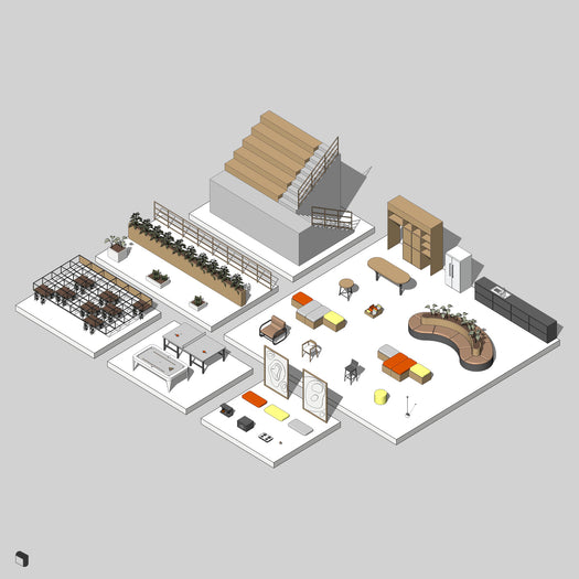 Architect Office Rest Area Revit 3D Model | BIM Asset | Toffu Co