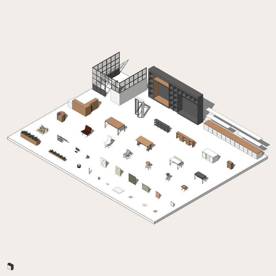 Architect Office Work Floor Revit 3D Model | BIM Asset | Toffu Co