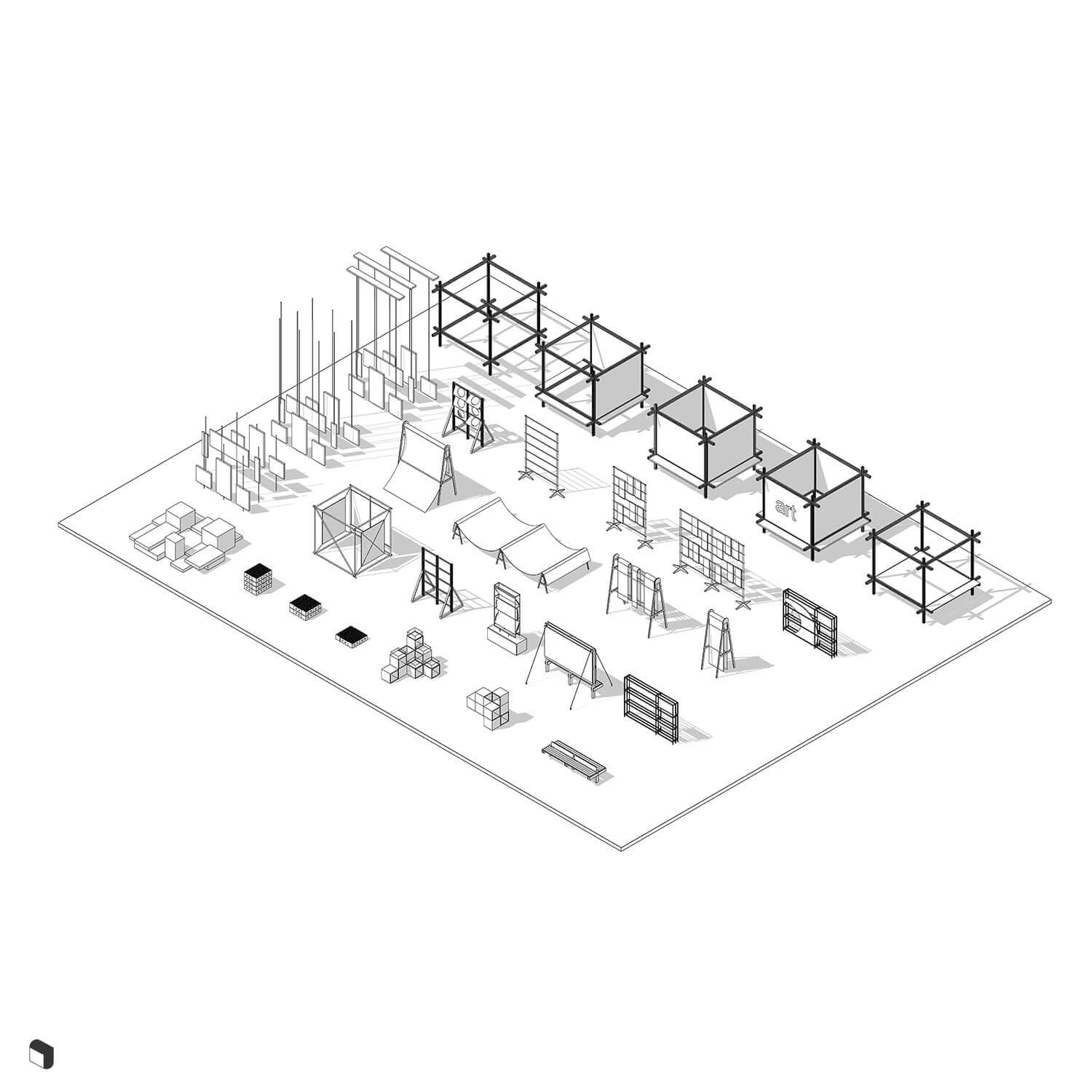 3D Model Revit Art Gallery Digital Artwork drawings | Toffu Co