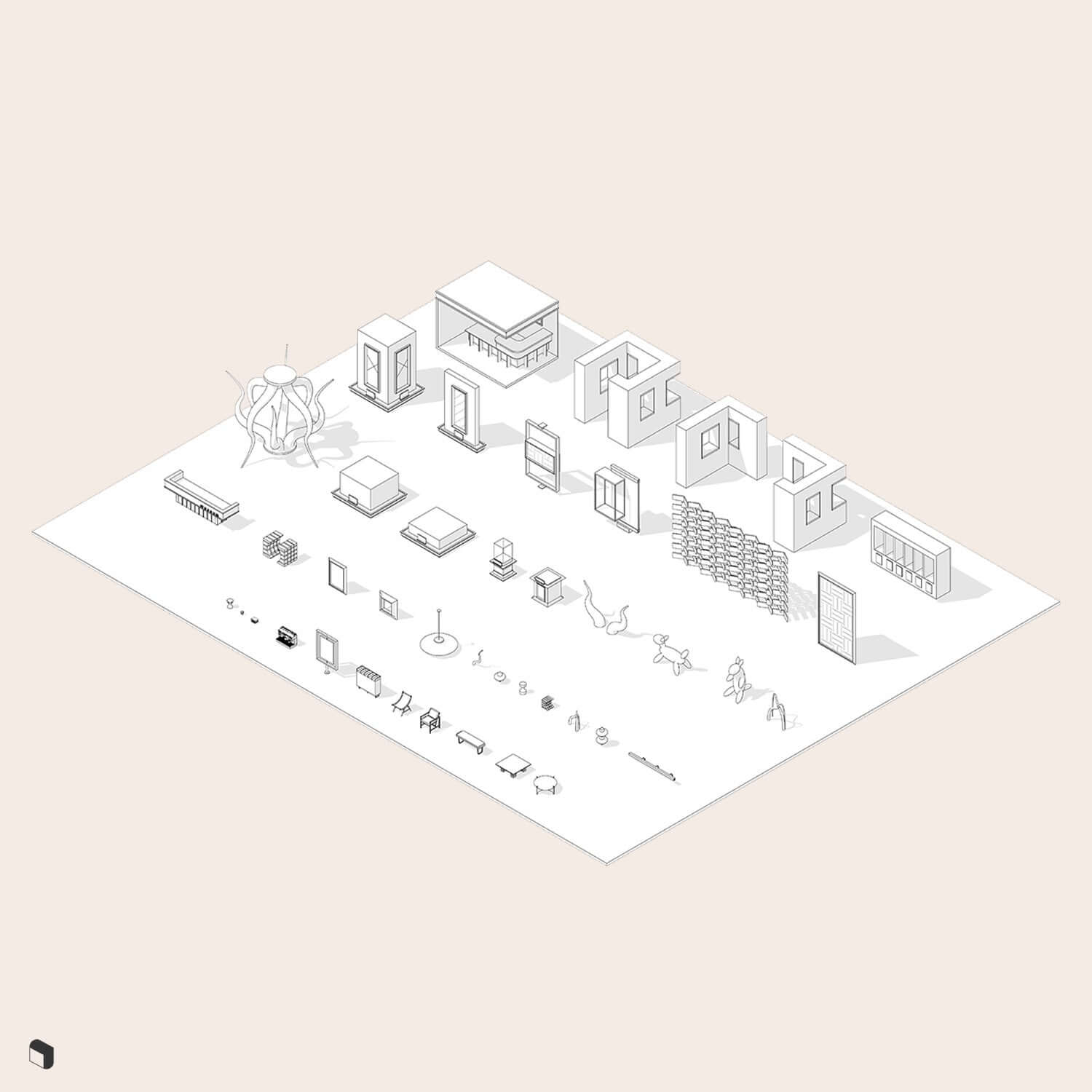 3D Model Revit Art Museum Digital Artwork drawings | Toffu Co