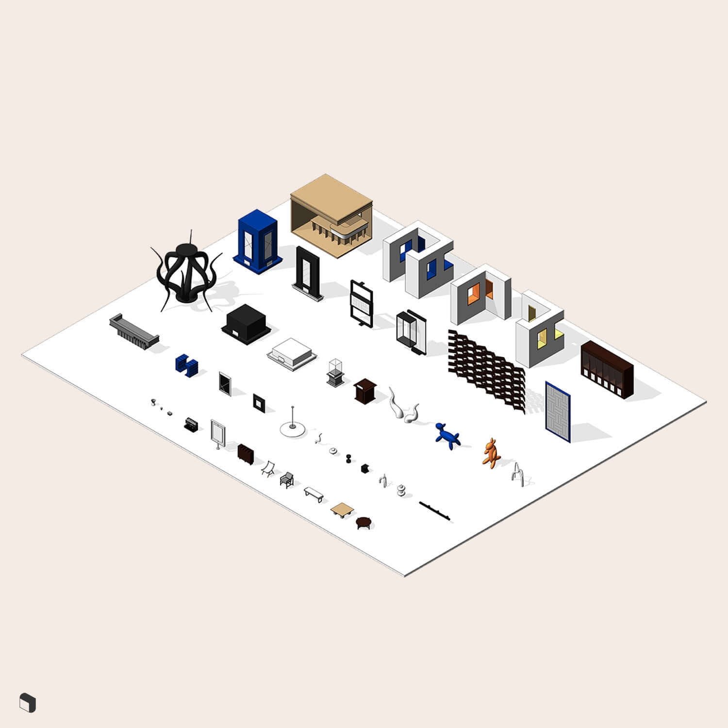 3D Model Revit Art Museum Digital Artwork drawings | Toffu Co