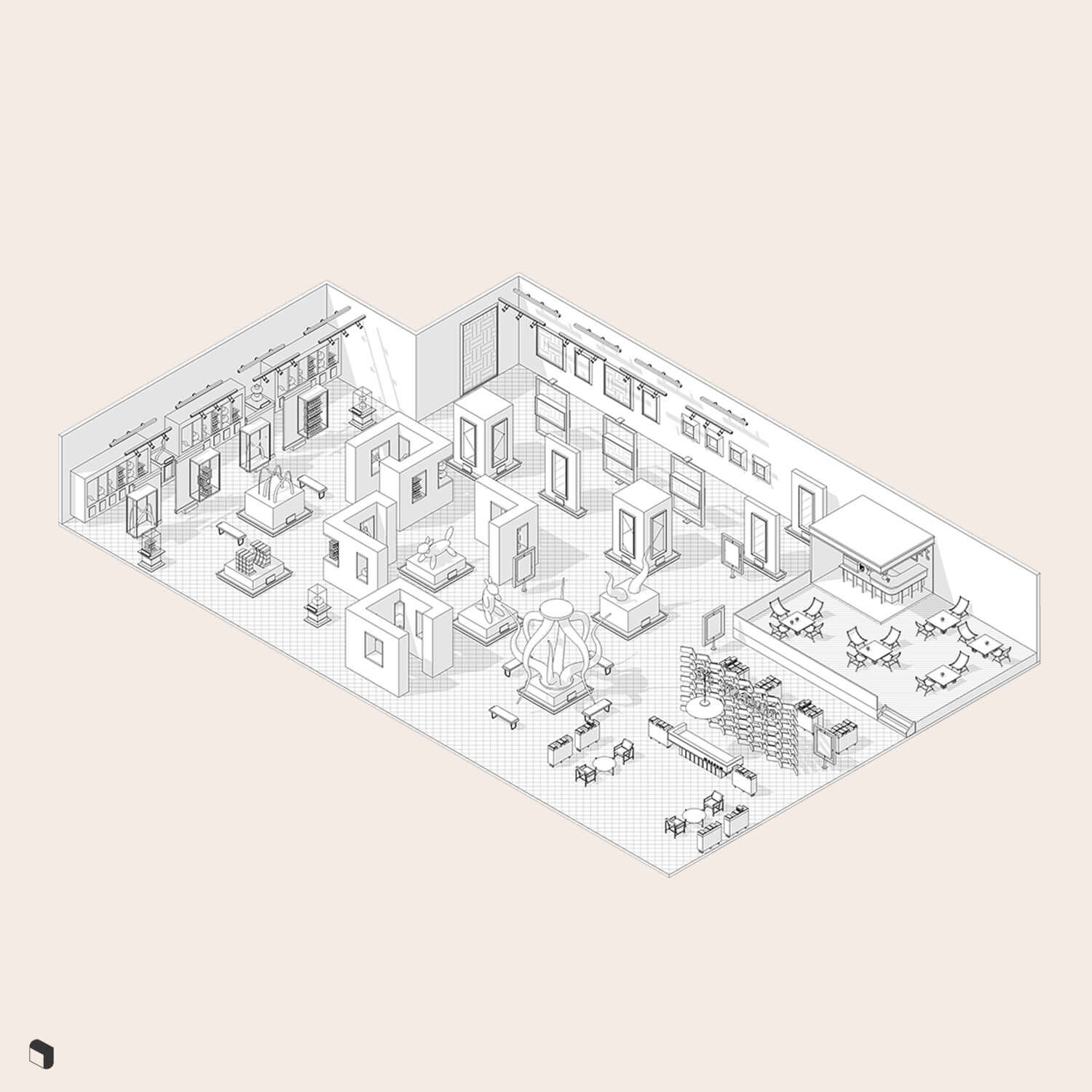 3D Model Revit Art Museum Digital Artwork drawings | Toffu Co