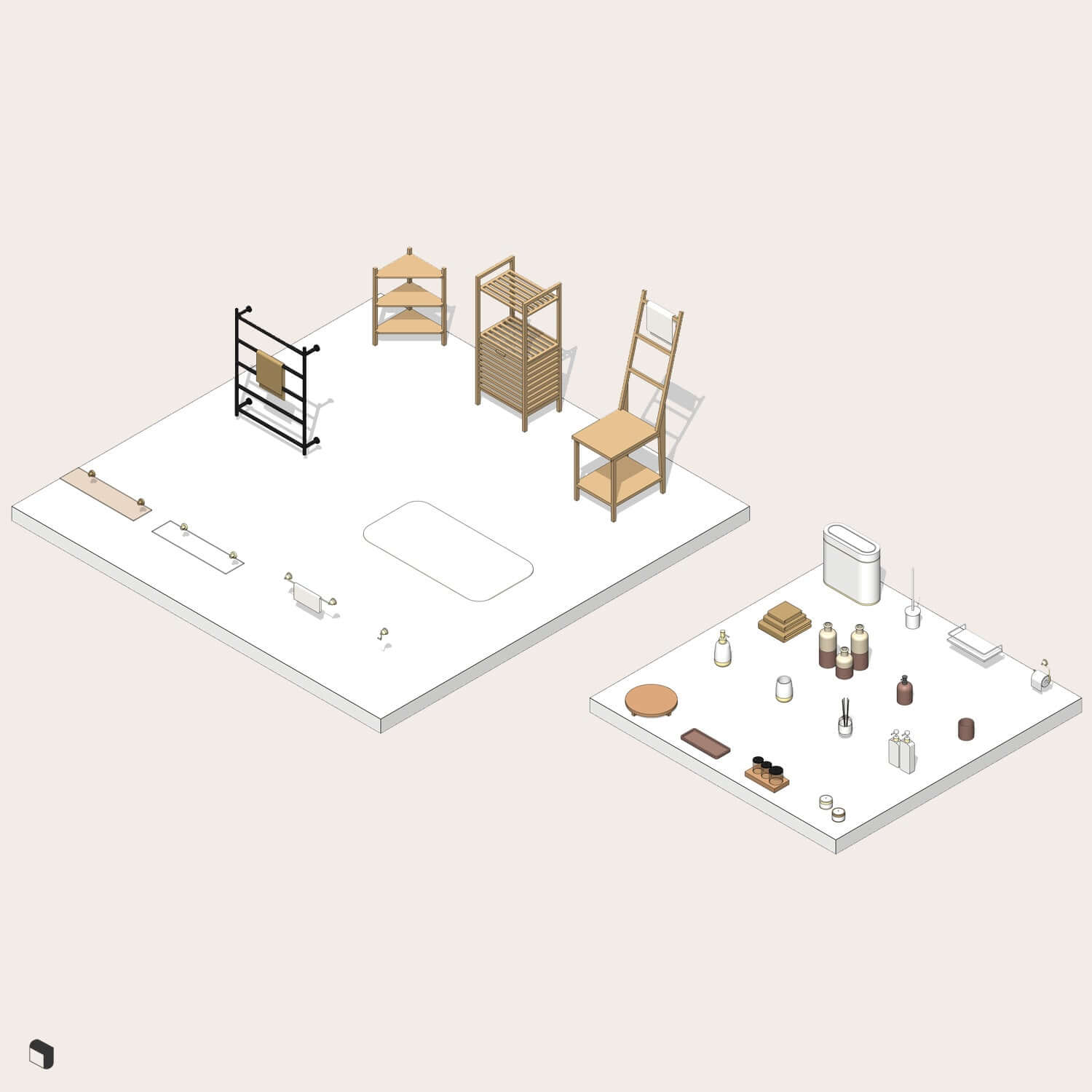 3D Model Revit Bathroom Accessories Digital Artwork drawings | Toffu Co