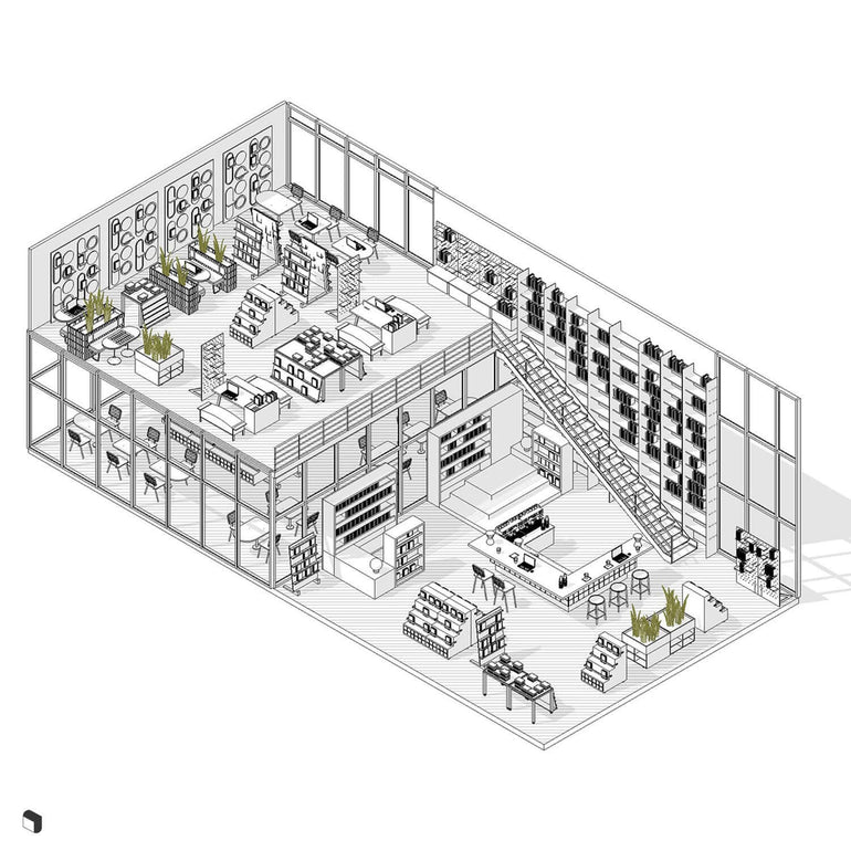 Bookstore & Cafe Revit 3D Model | BIM Asset | Toffu Co