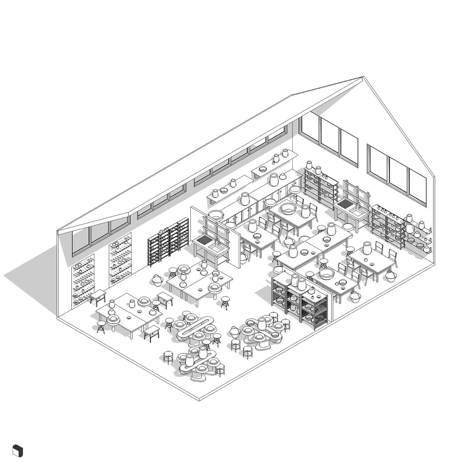 3D Model Revit Ceramic Workshop Digital Artwork drawings | Toffu Co