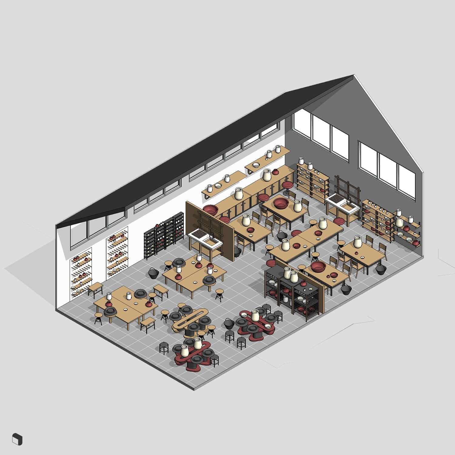 3D Model Revit Ceramic Workshop Digital Artwork drawings | Toffu Co
