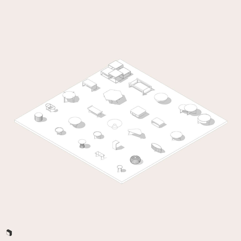 Coffee Table Set Revit 3D Model | BIM Asset | Toffu Co