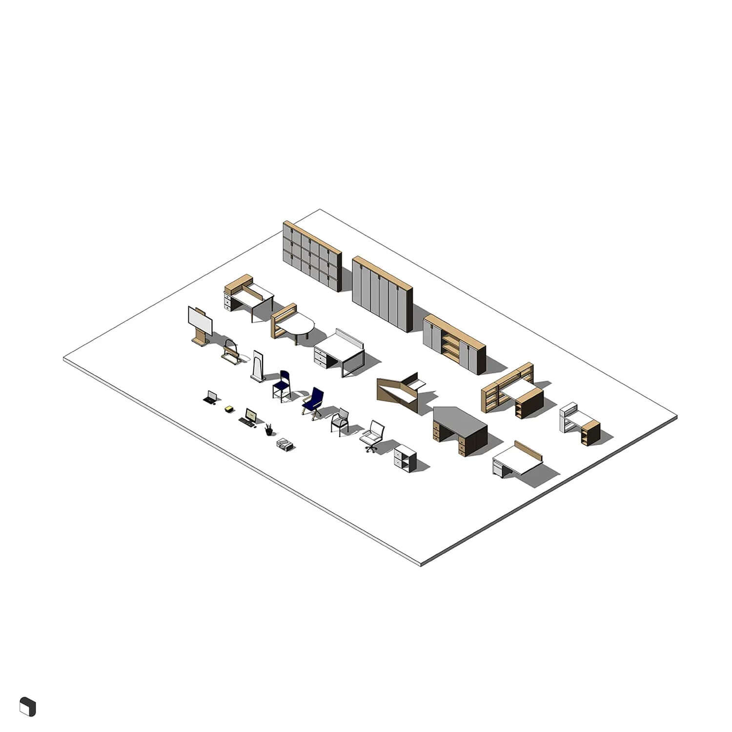 3D Model Revit Collaborative Work Space Setups Digital Artwork drawings | Toffu Co