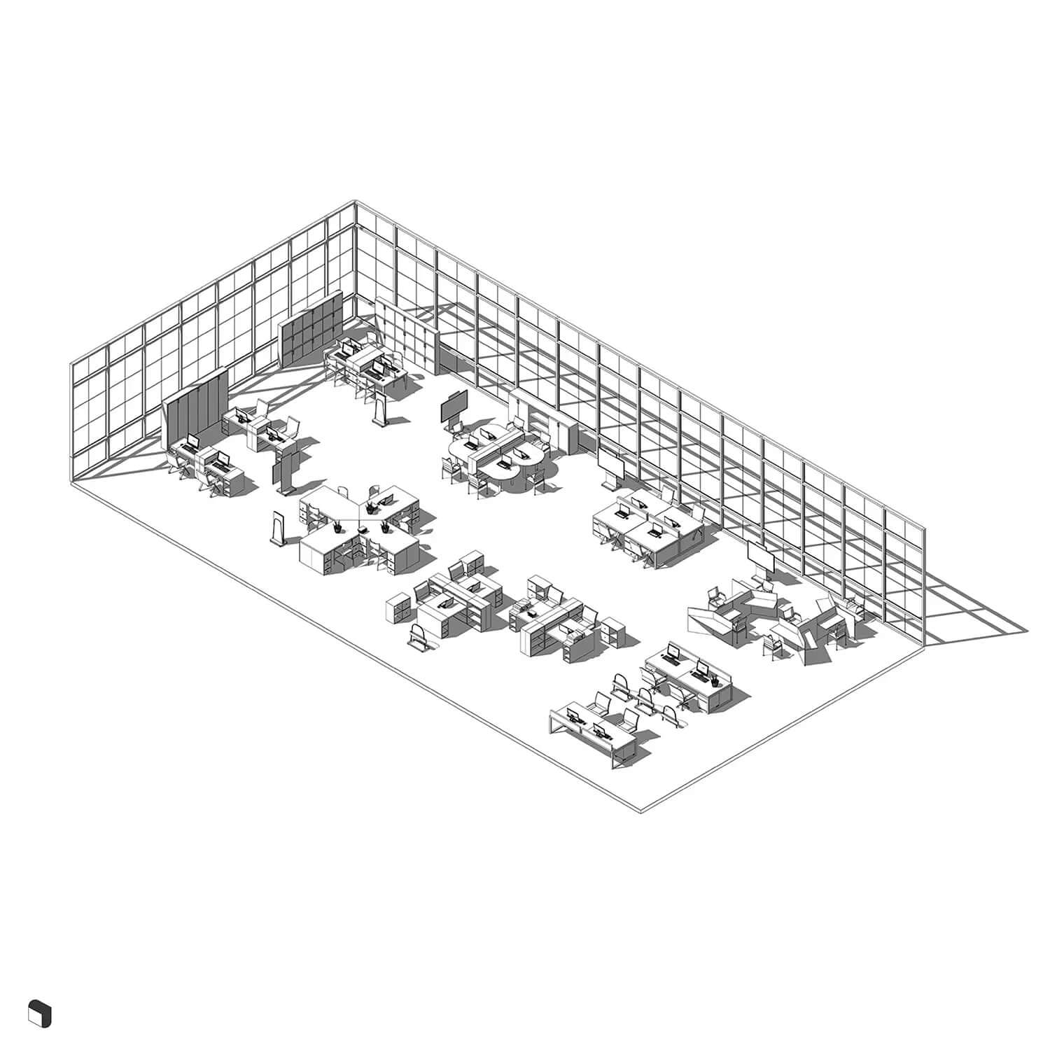 3D Model Revit Collaborative Work Space Setups Digital Artwork drawings | Toffu Co