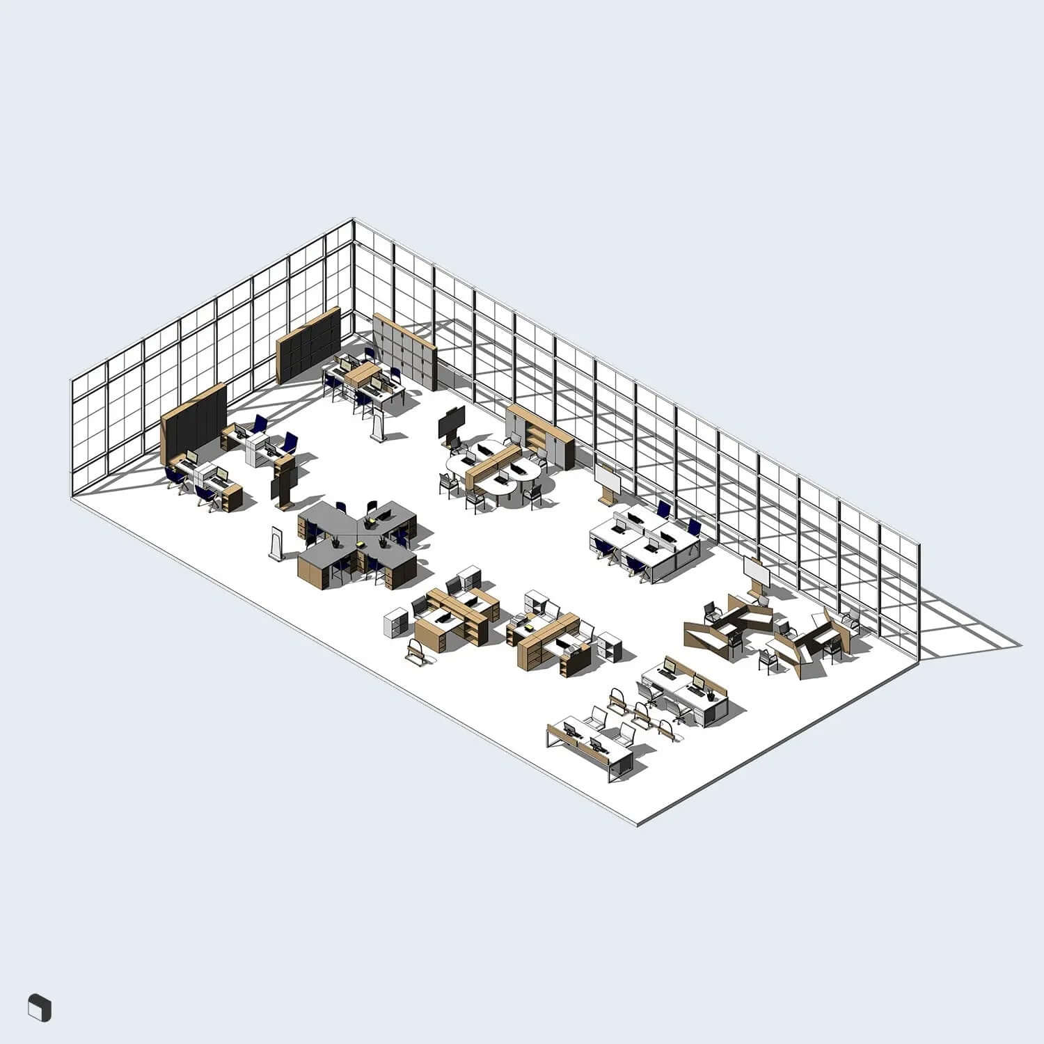 3D Model Revit Collaborative Work Space Setups Digital Artwork drawings | Toffu Co