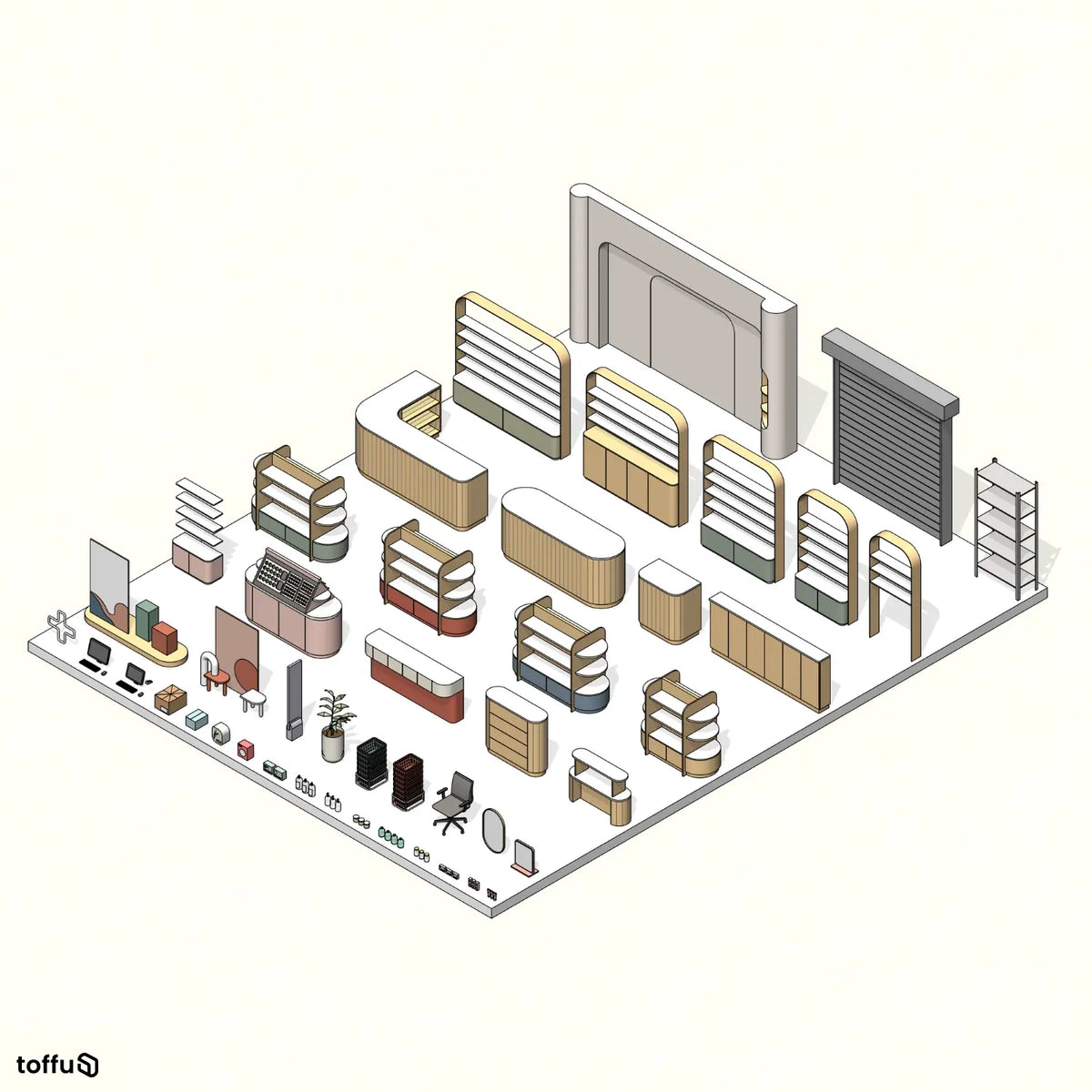 Revit Concept Drugstore Revit 3D Model | BIM Asset | Toffu Co