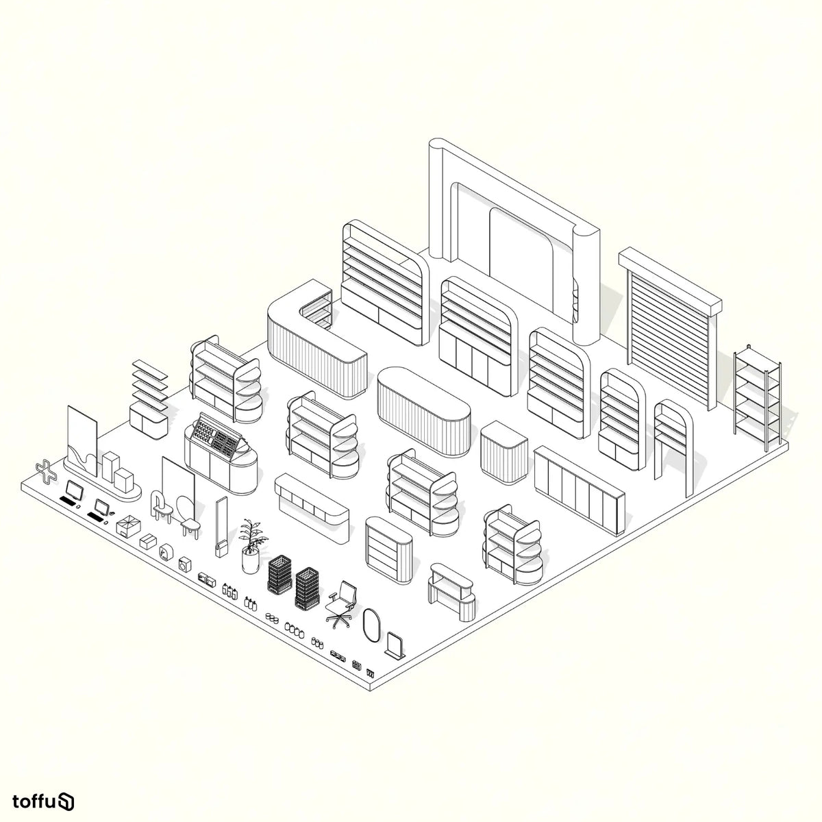 Revit Concept Drugstore Revit 3D Model | BIM Asset | Toffu Co