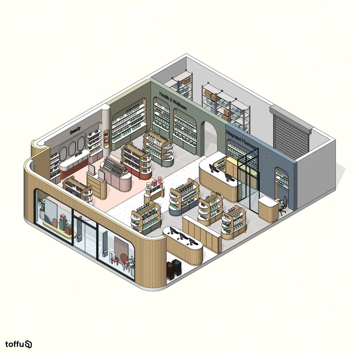 Revit Concept Drugstore Revit 3D Model | BIM Asset | Toffu Co
