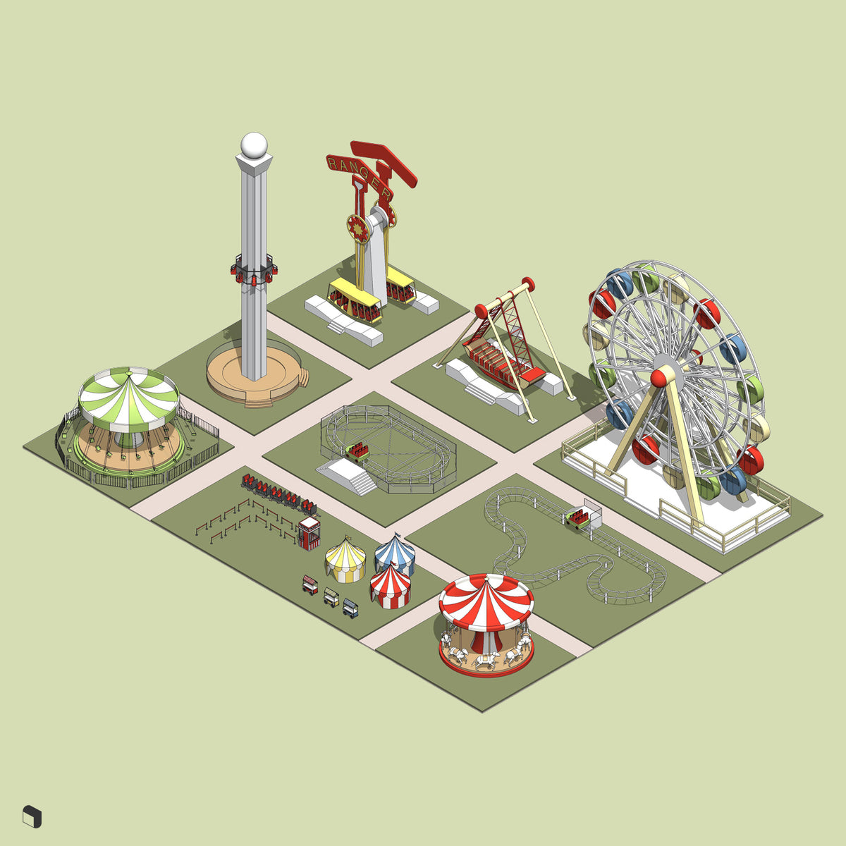 Amusement Park Revit 3D Model | BIM Asset | Toffu Co