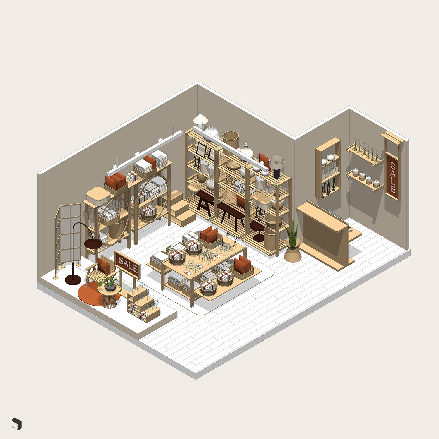 3D Model Revit Home Store PNG - Toffu Co