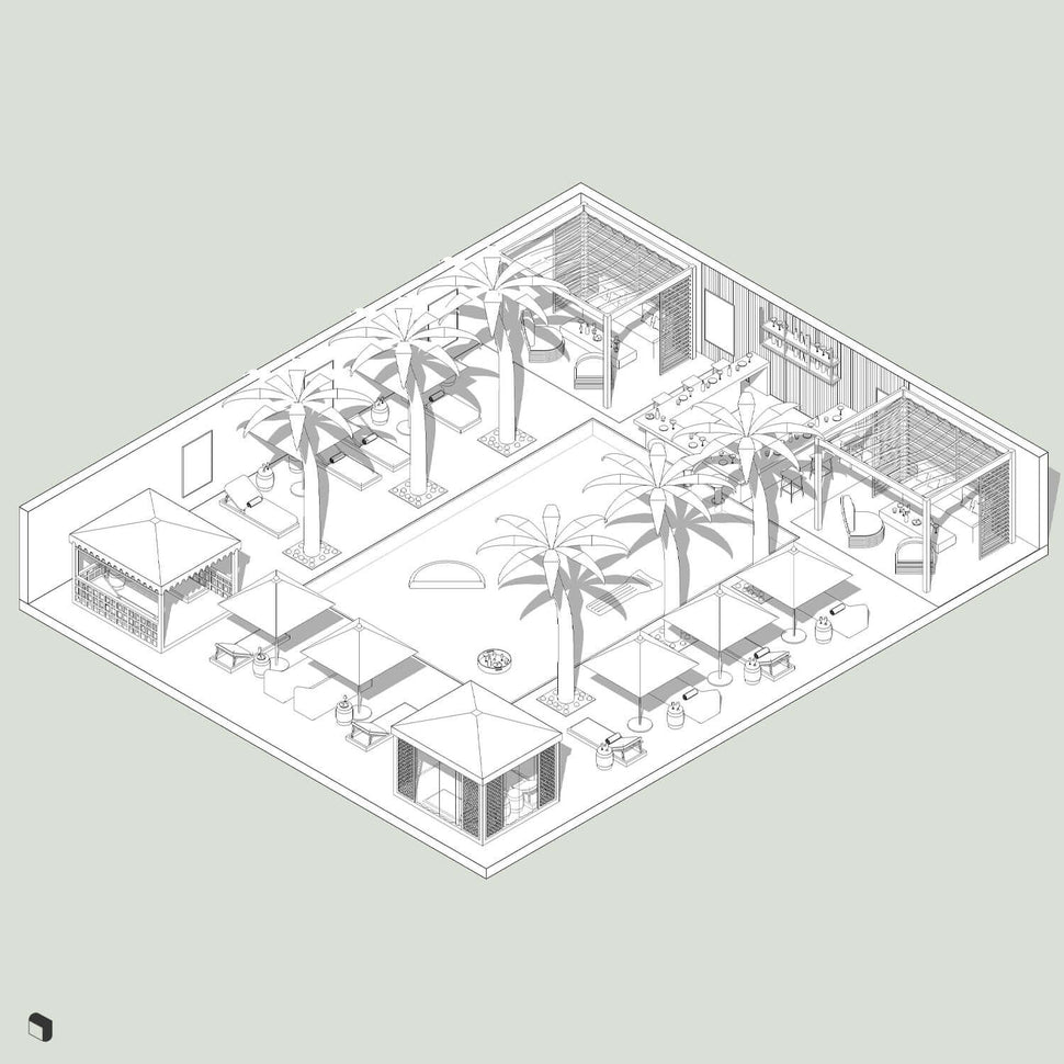 Hotel Social Area Revit 3D Model | BIM Asset | Toffu Co