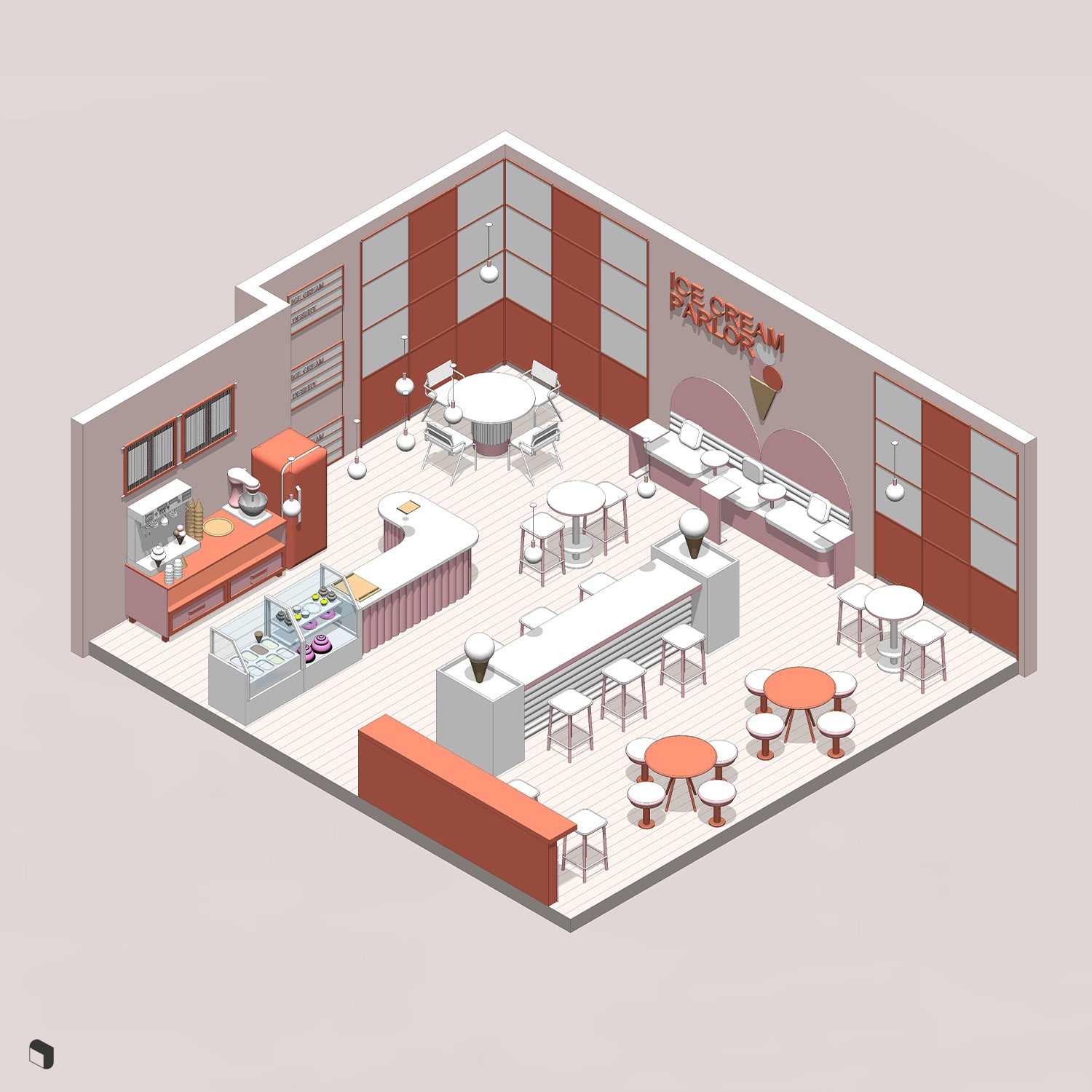 3D Model Revit Ice Cream Parlor | Toffu – Toffu – Toffu Co