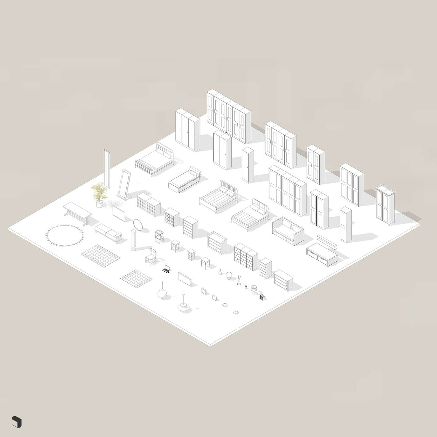 Ikea Bedroom Setups Revit 3D Model | BIM Asset | Toffu Co