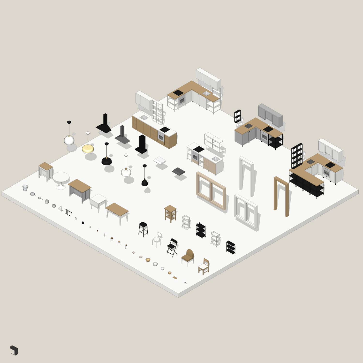 Ikea Kitchen Setups Revit 3D Model | BIM Asset | Toffu Co