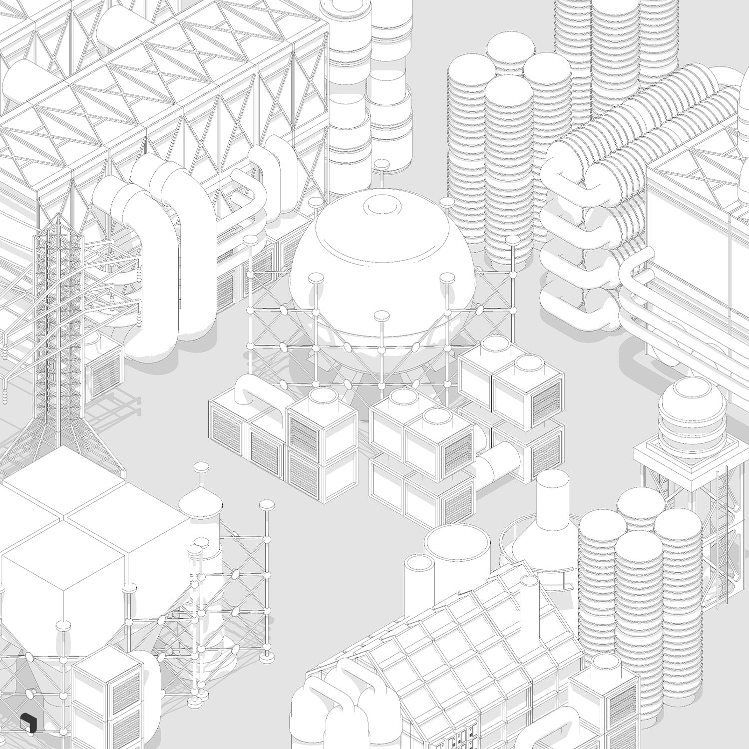 Industrial Building Fillers Revit 3D Model | BIM Asset | Toffu Co