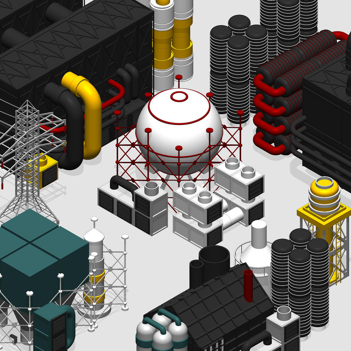 Industrial Building Fillers Revit 3D Model | BIM Asset | Toffu Co