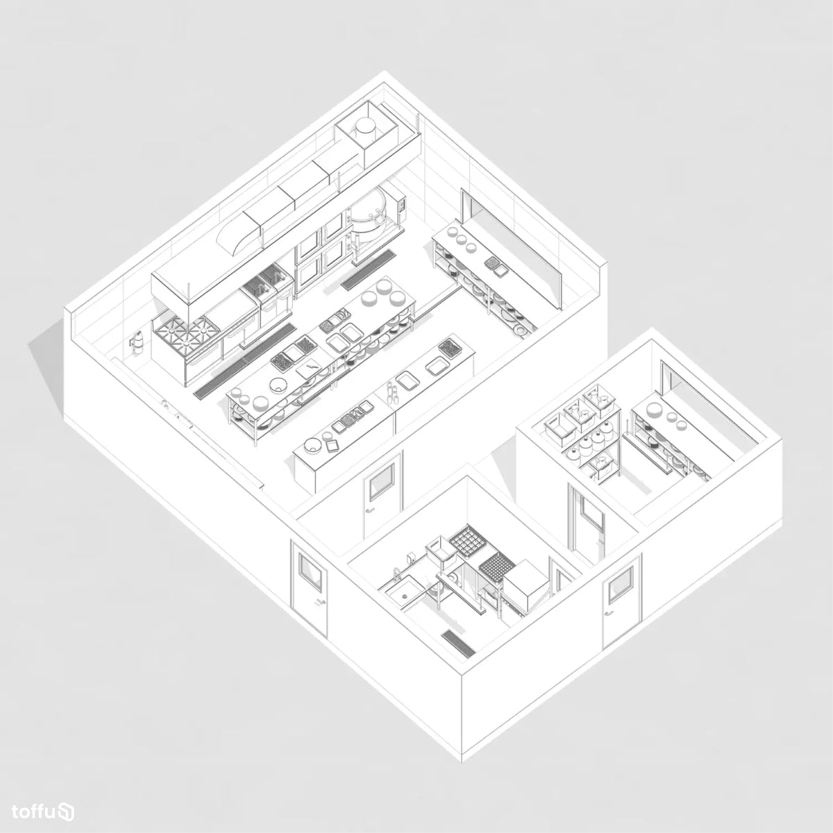Industrial Kitchen 2 Revit 3D Model | BIM Asset | Toffu Co