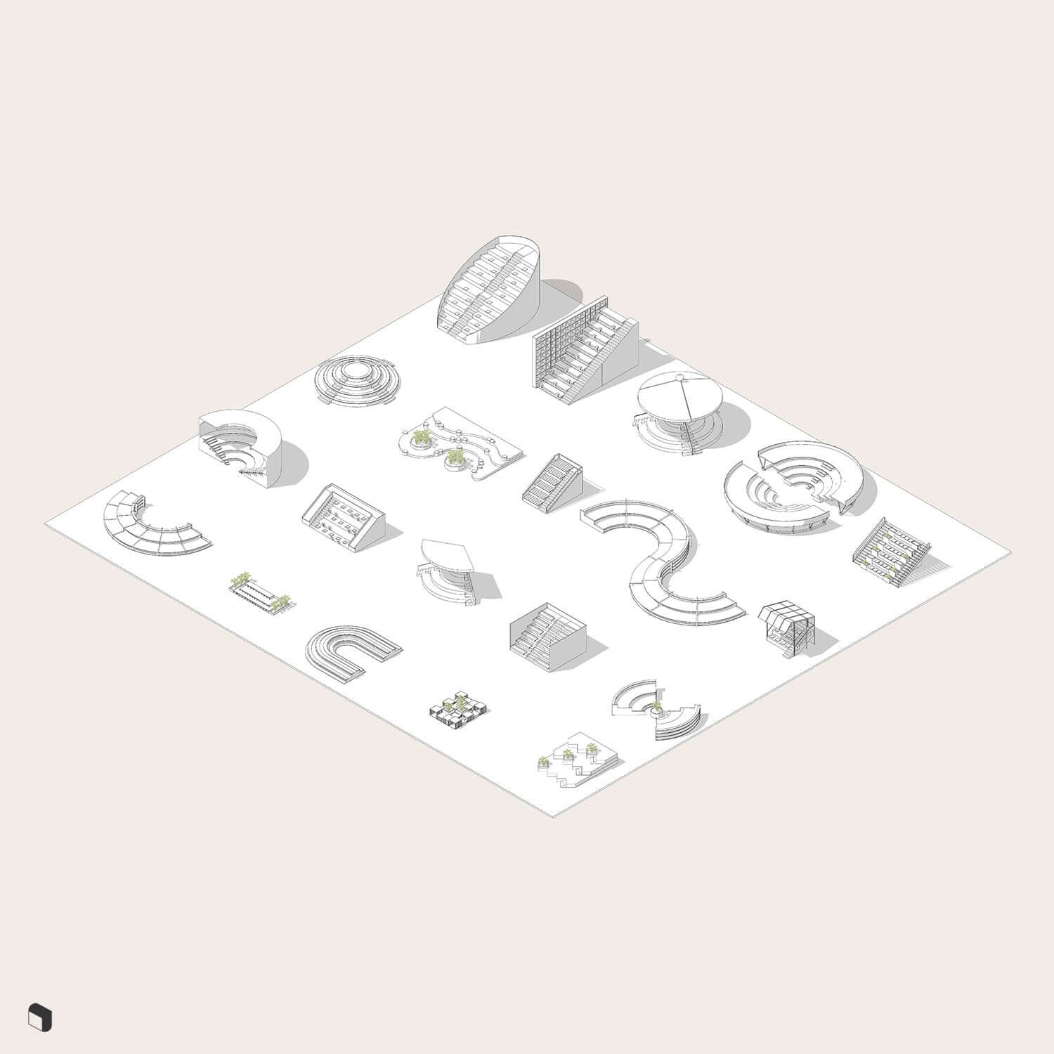 3D Model Revit Learning Stairs Digital Artwork drawings | Toffu Co