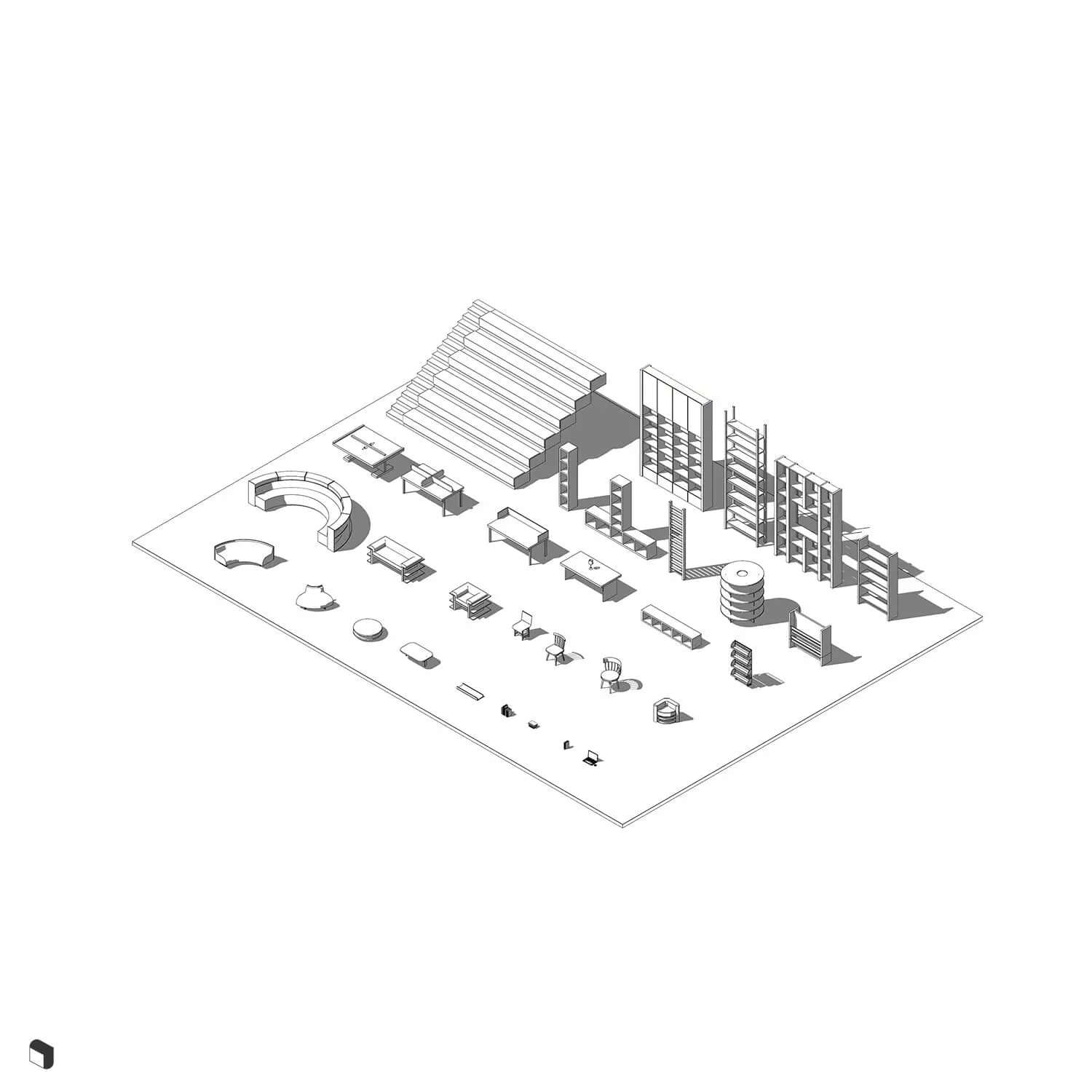 3D Model Revit Library 2 Digital Artwork drawings | Toffu Co