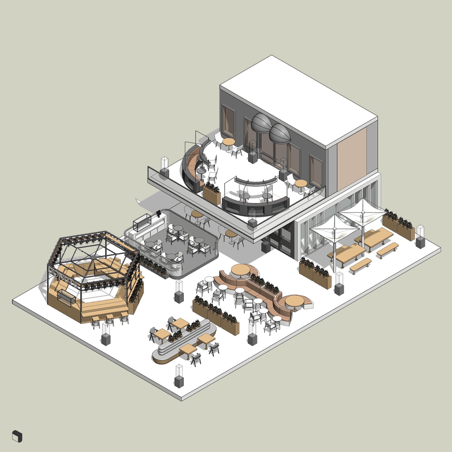 3D Model Revit Mall Food Court PNG - Toffu Co