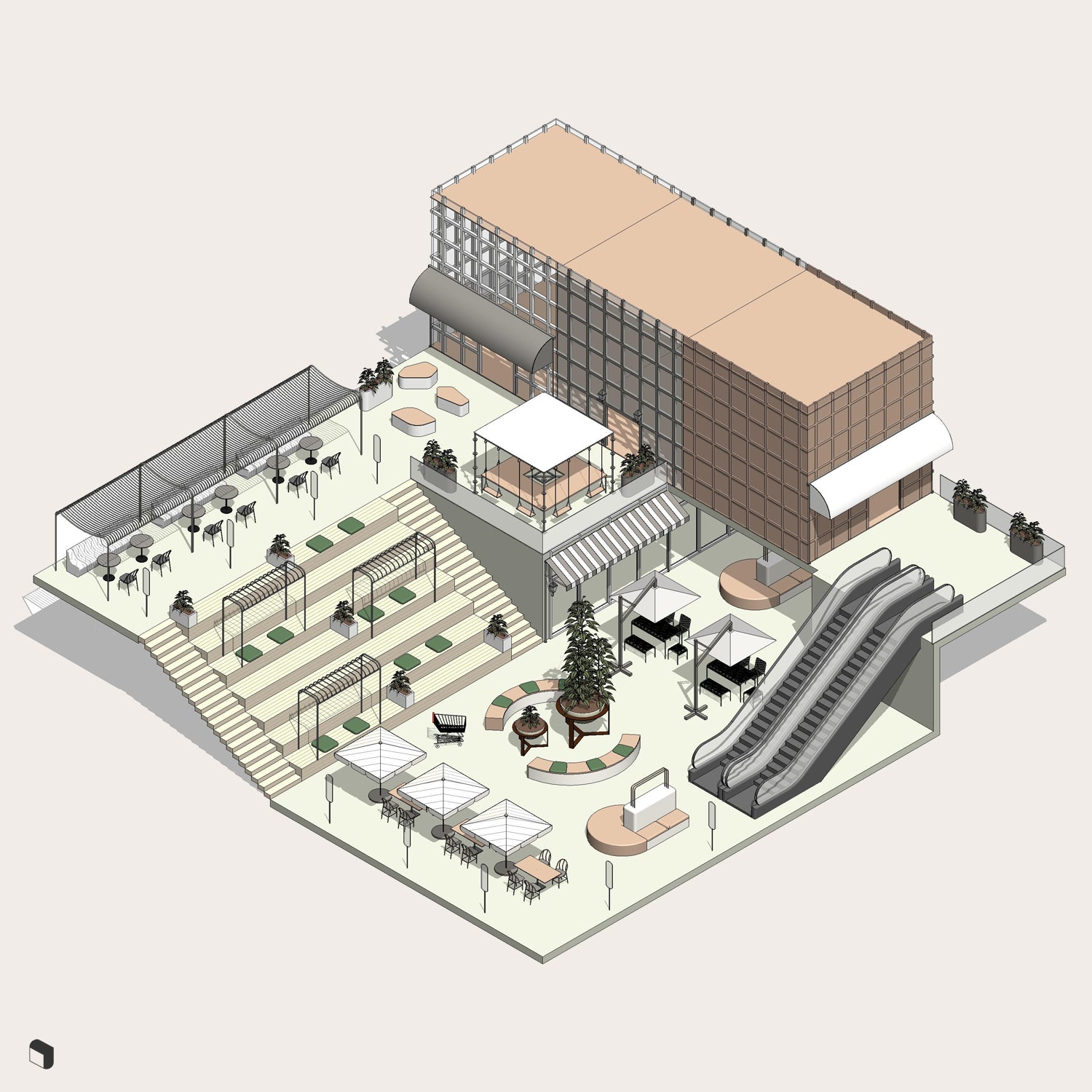 3D Model Revit Mall Public Area PNG - Toffu Co