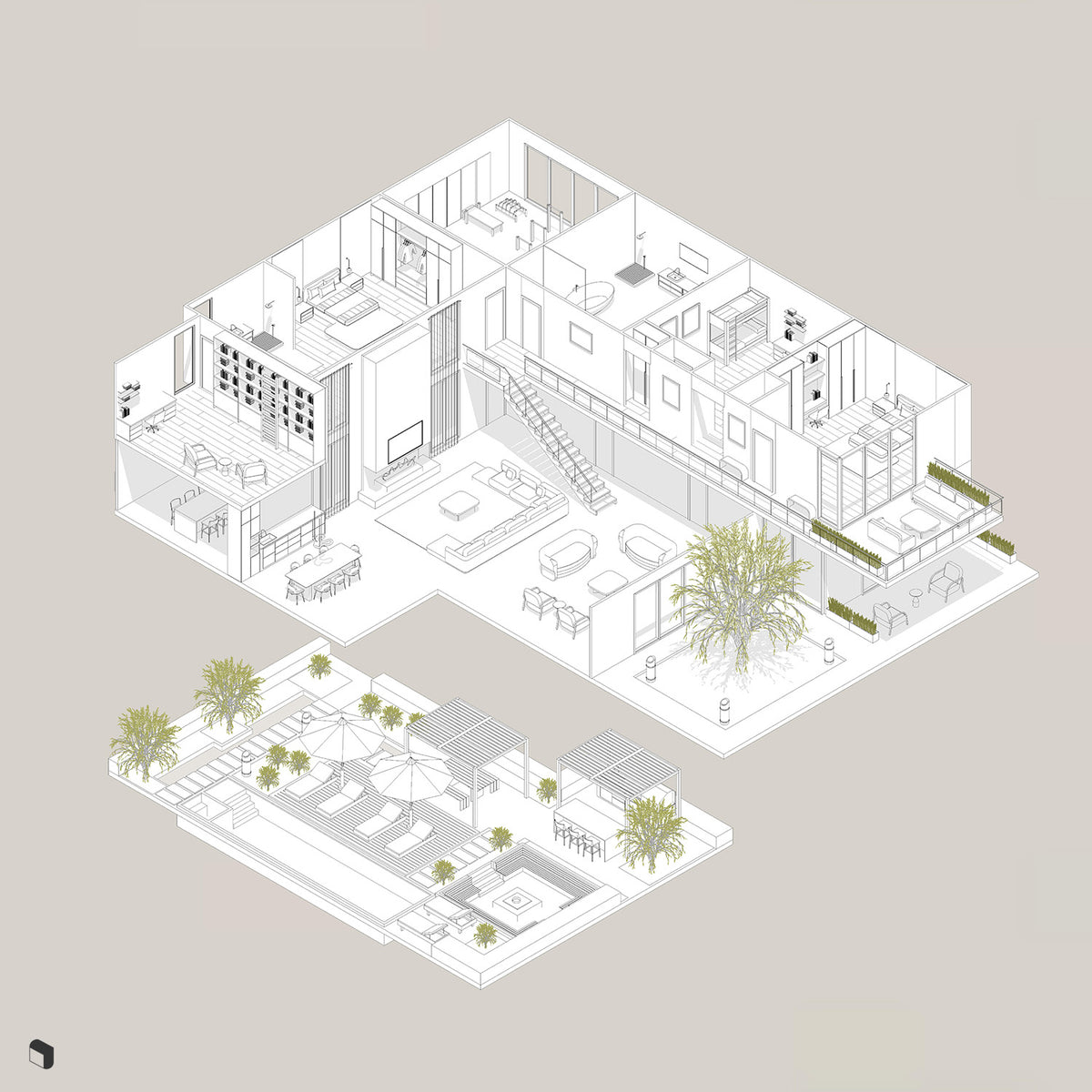 Modern Villa Revit 3D Model | BIM Asset | Toffu Co