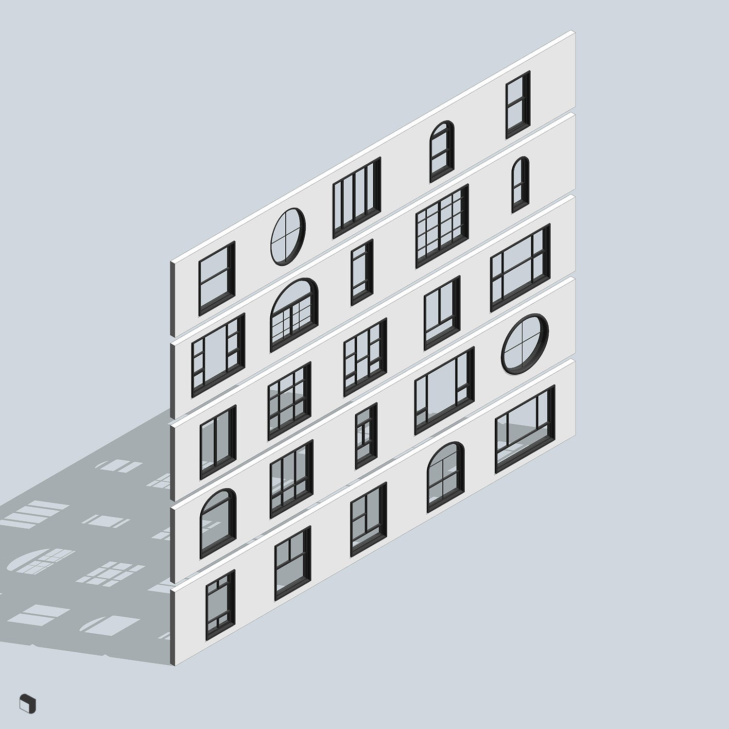 3D Model Revit Parametric Windows PNG - Toffu Co