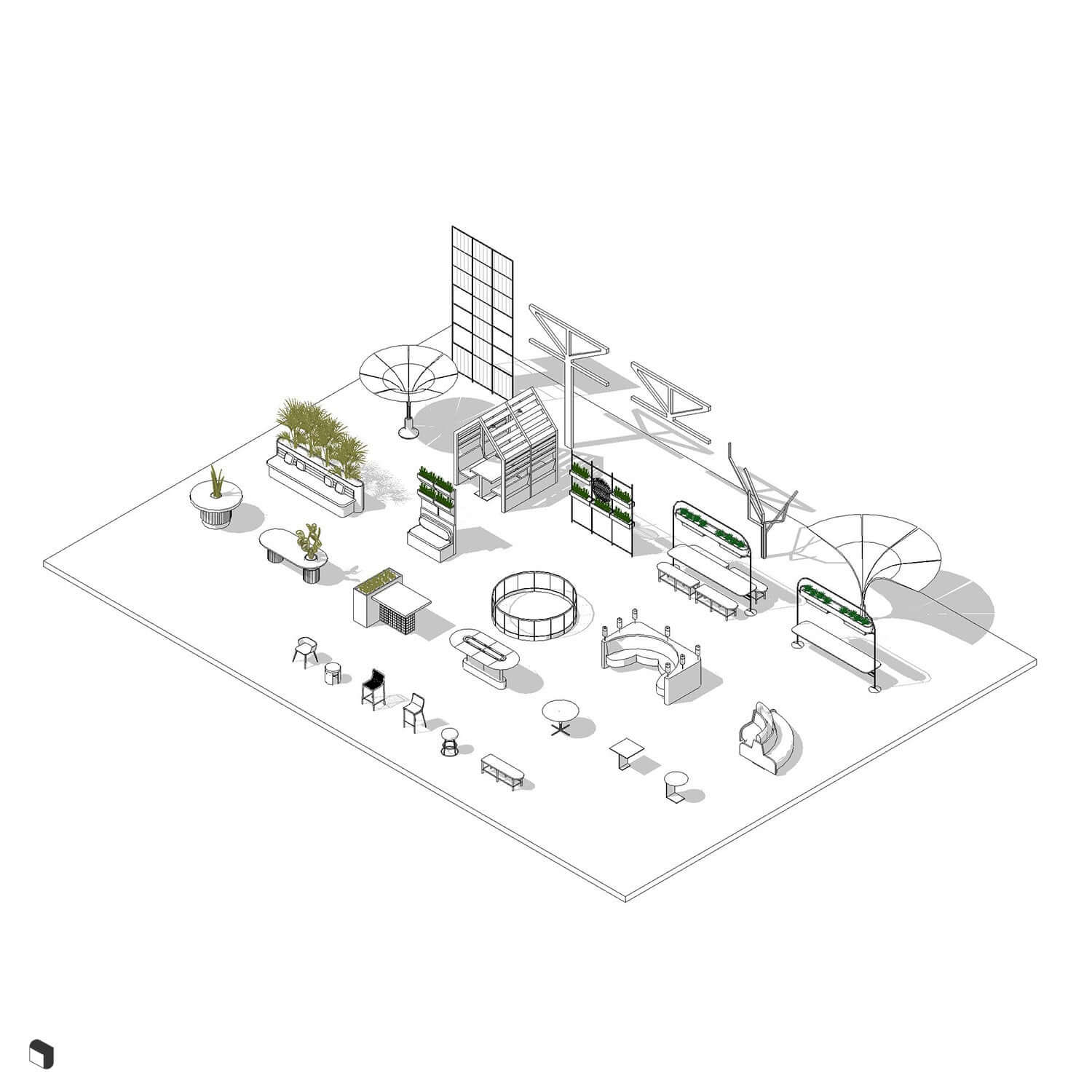 3D Model Revit Passage Food Court Digital Artwork drawings | Toffu Co