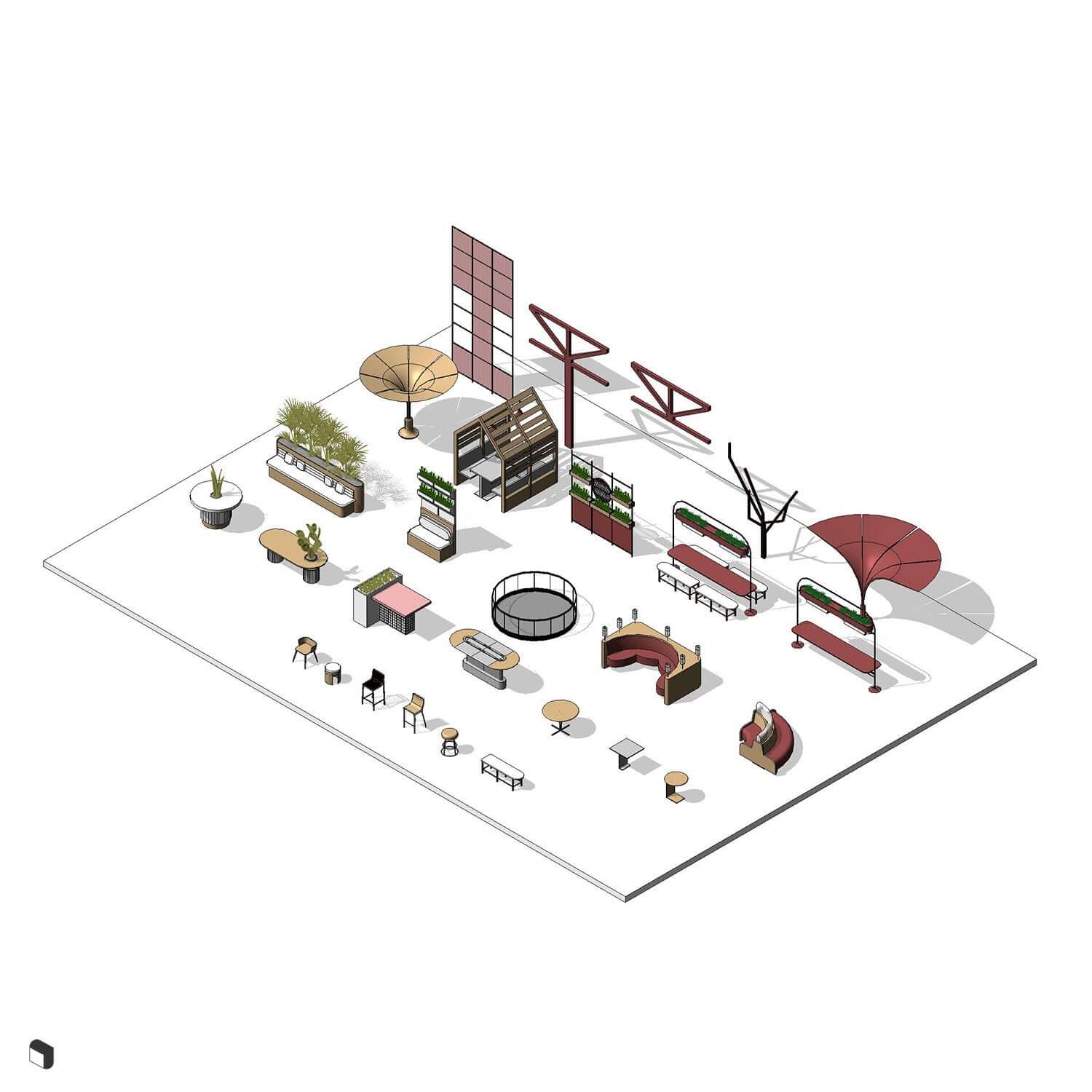 3D Model Revit Passage Food Court Digital Artwork drawings | Toffu Co