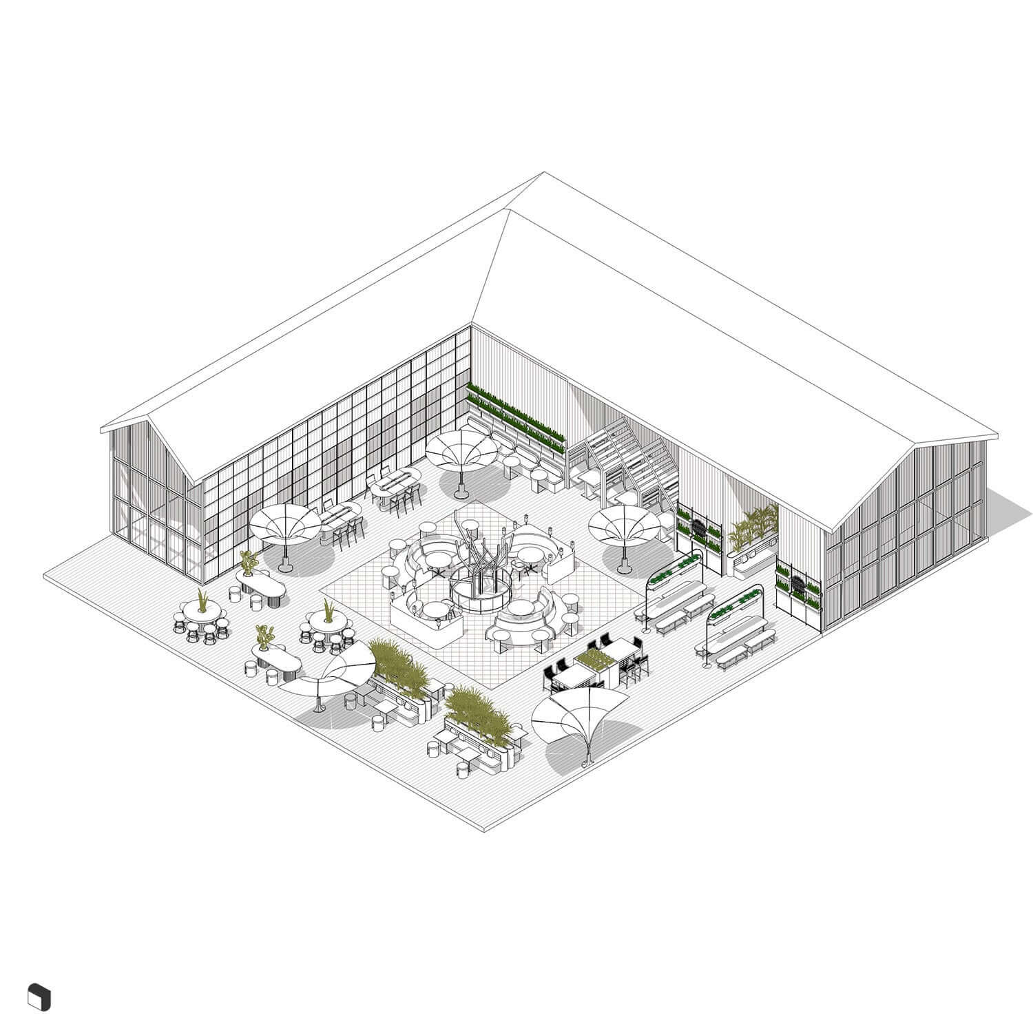 3D Model Revit Passage Food Court Digital Artwork drawings | Toffu Co