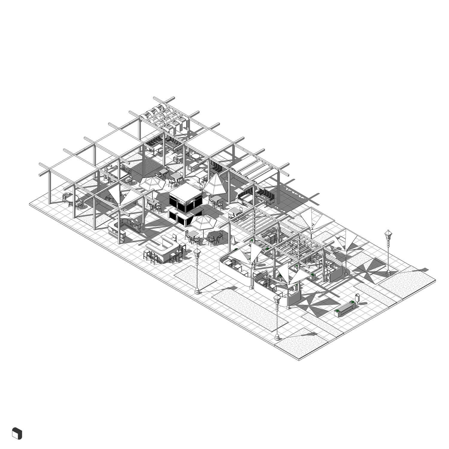 3D Model Revit Passage Food Hall Digital Artwork drawings | Toffu Co