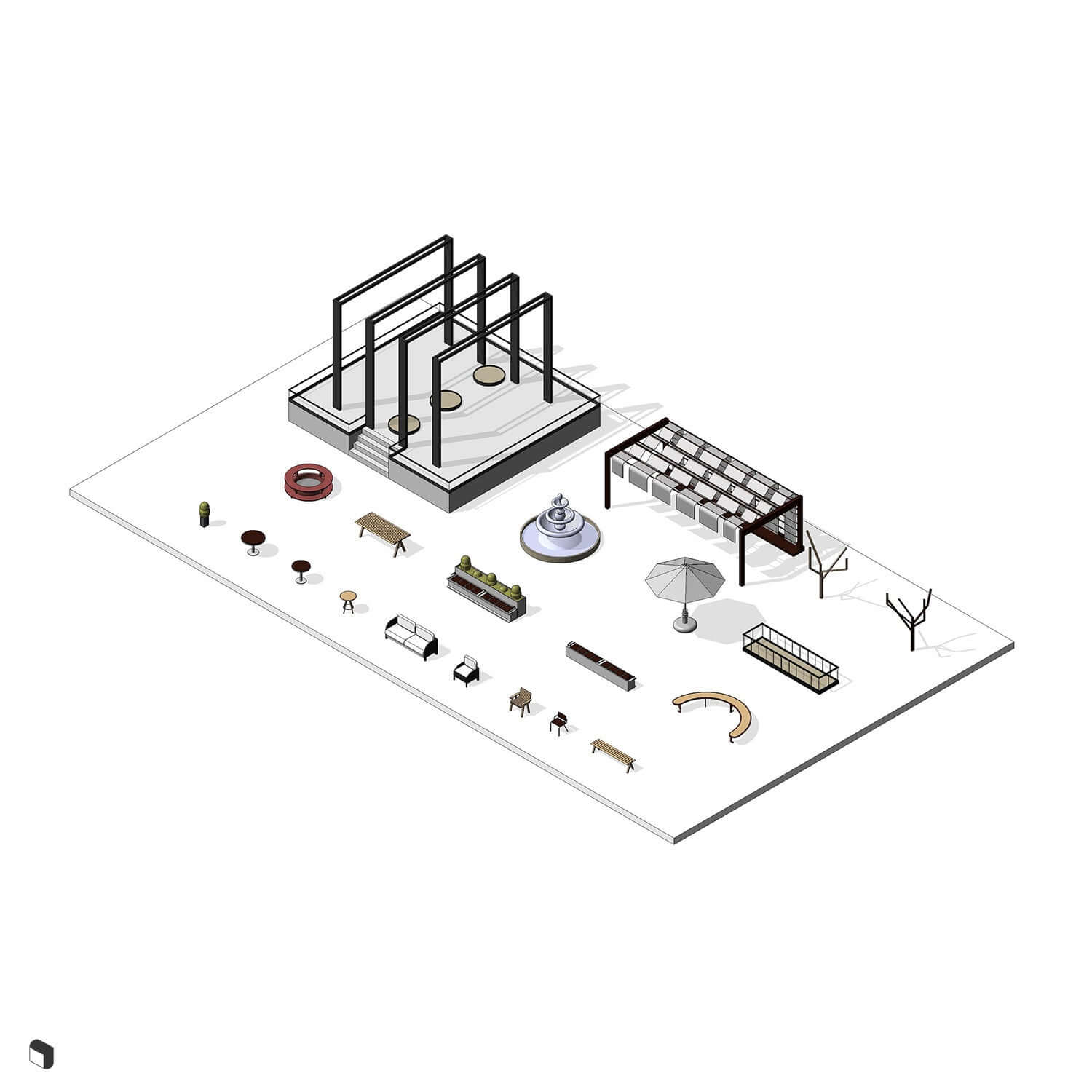3D Model Revit Passage Social Zone Digital Artwork drawings | Toffu Co