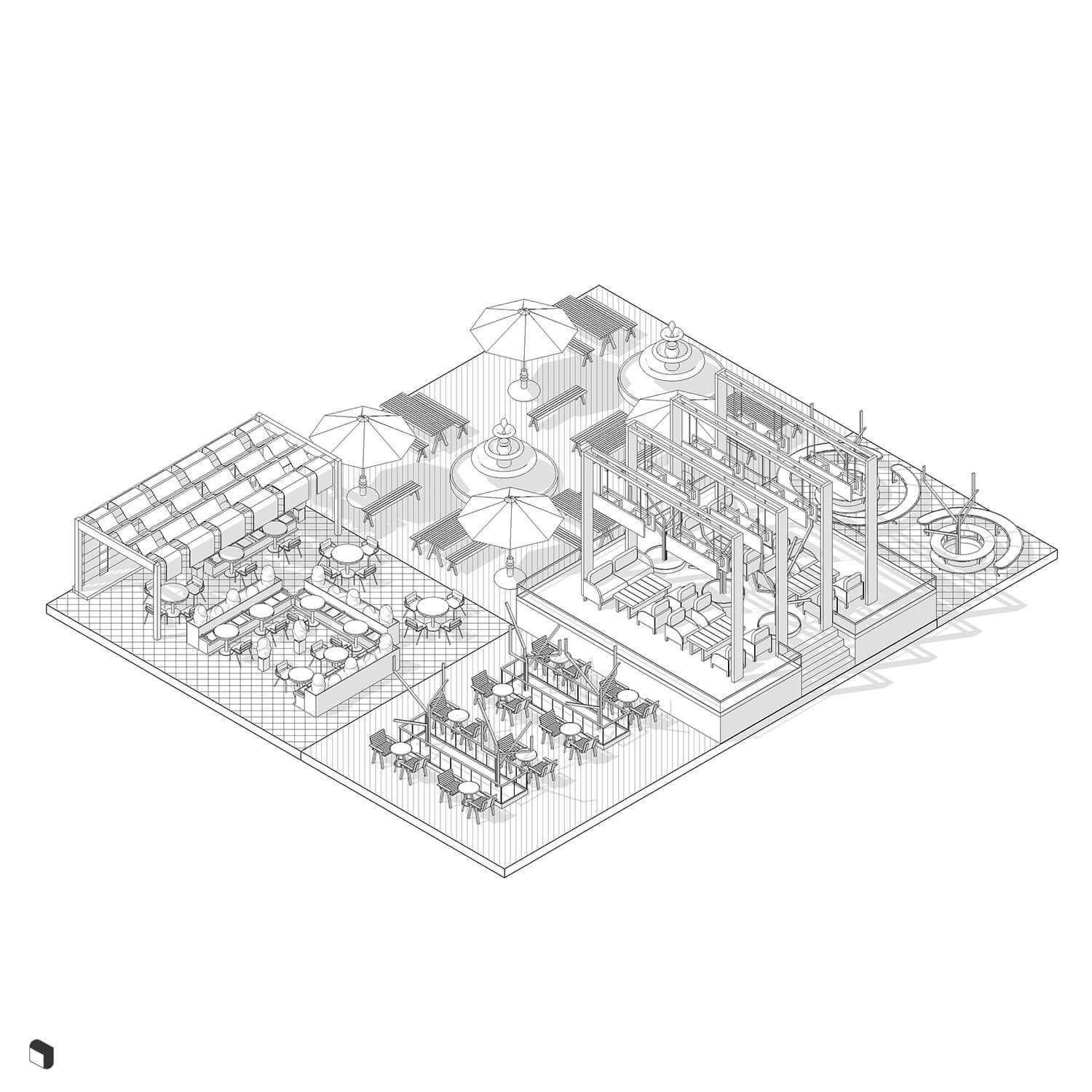 3D Model Revit Passage Social Zone Digital Artwork drawings | Toffu Co