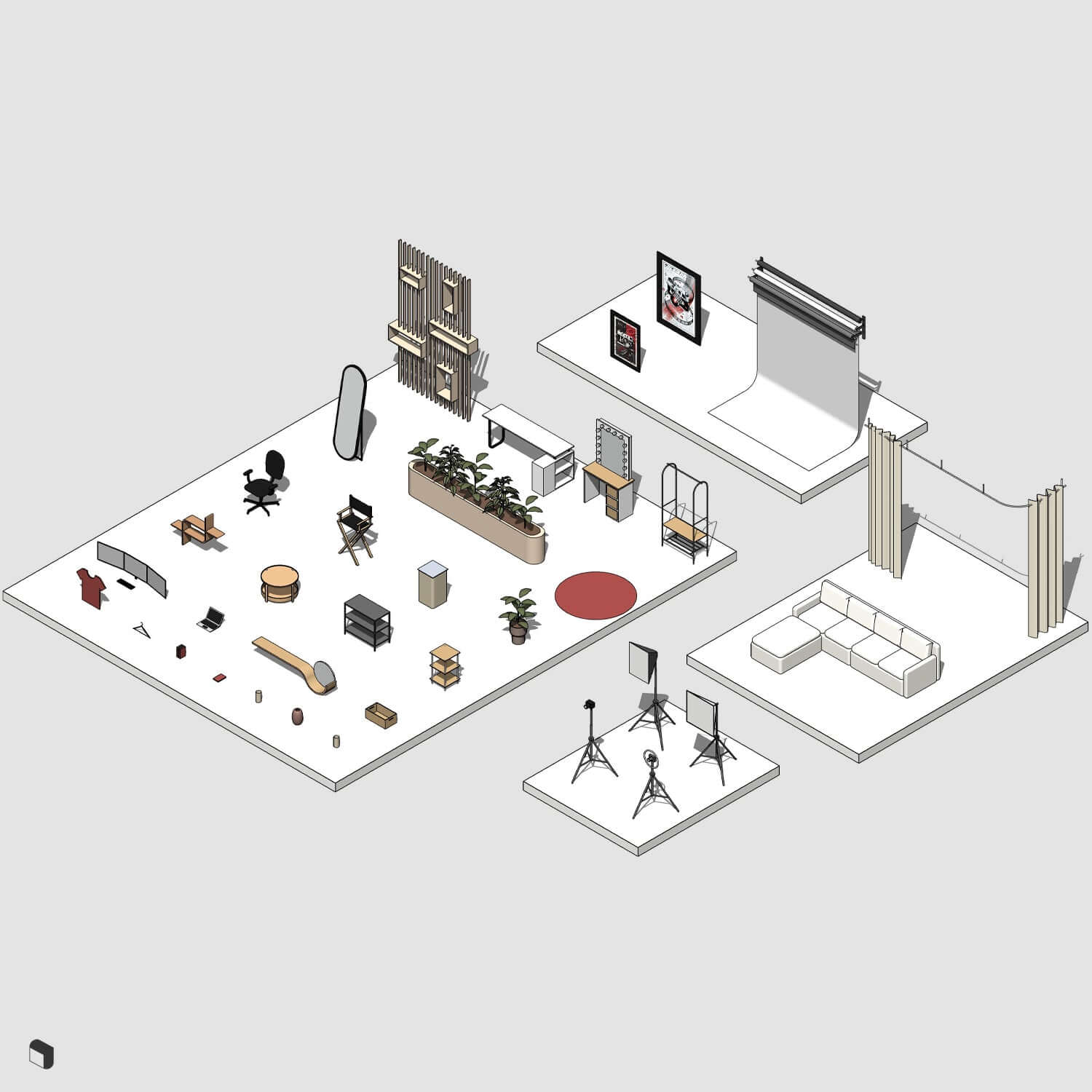 3D Model Revit Photograph Studio Digital Artwork drawings | Toffu Co