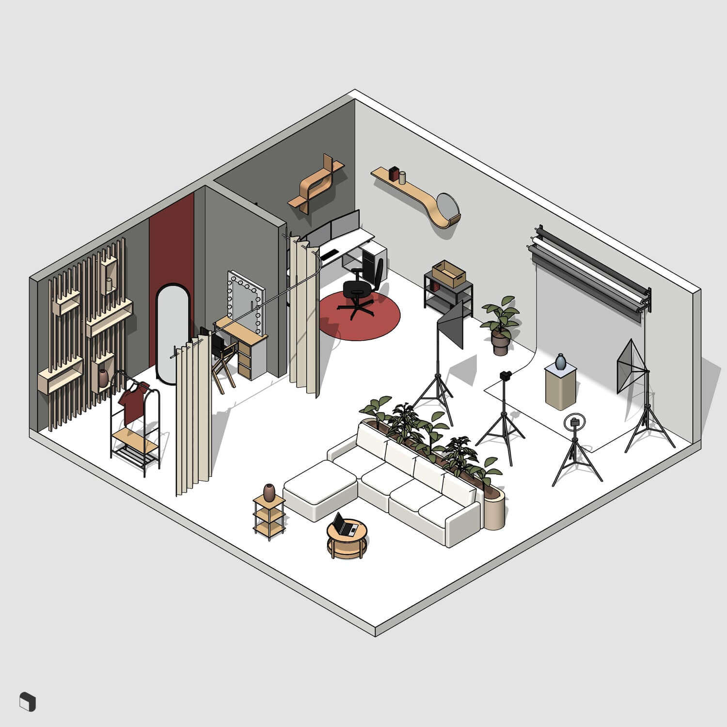 3D Model Revit Photograph Studio Digital Artwork drawings | Toffu Co