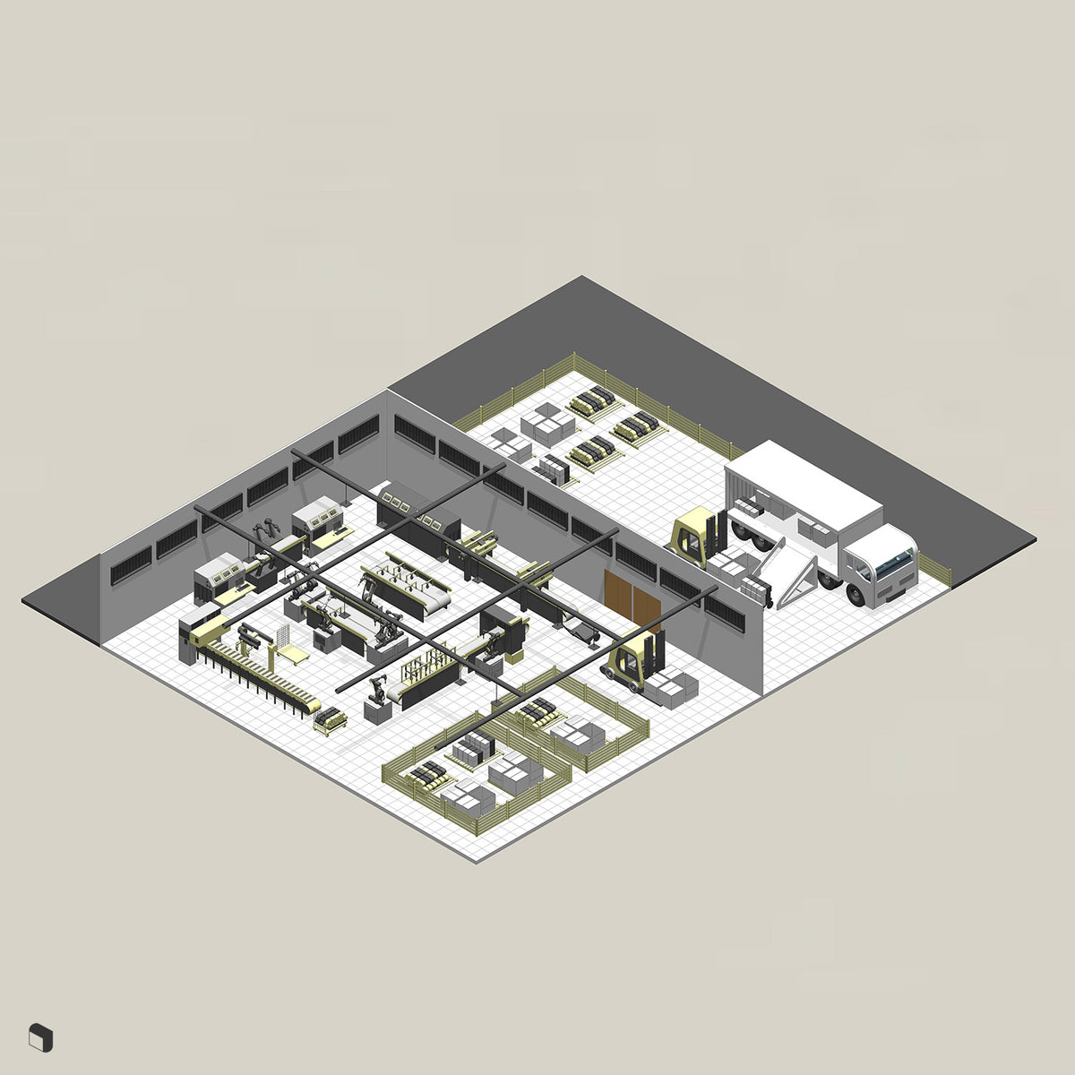 Production Line & Robotics Revit 3D Model | BIM Asset | Toffu Co
