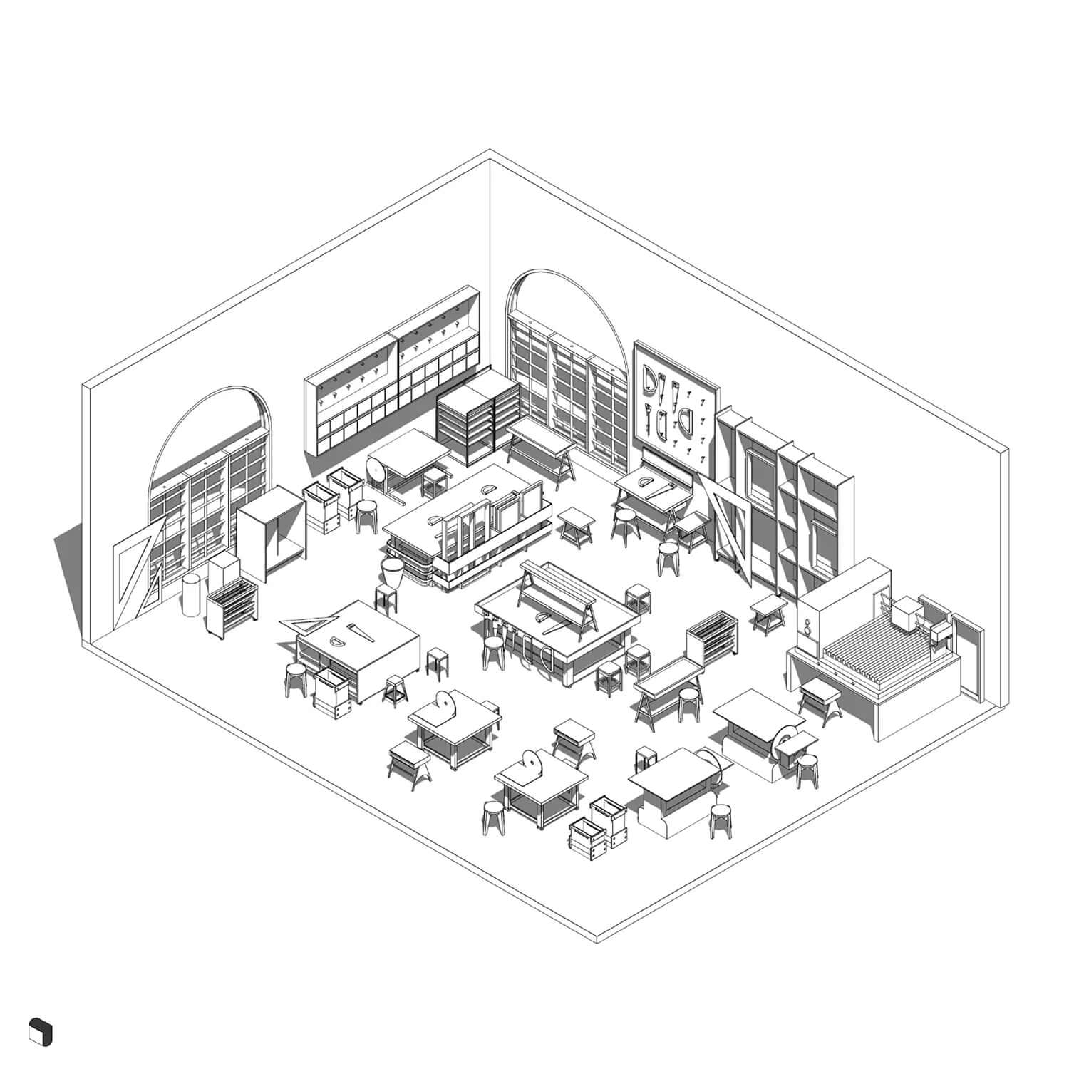 3D Model Revit Wood Craft Workshop Digital Artwork drawings | Toffu Co
